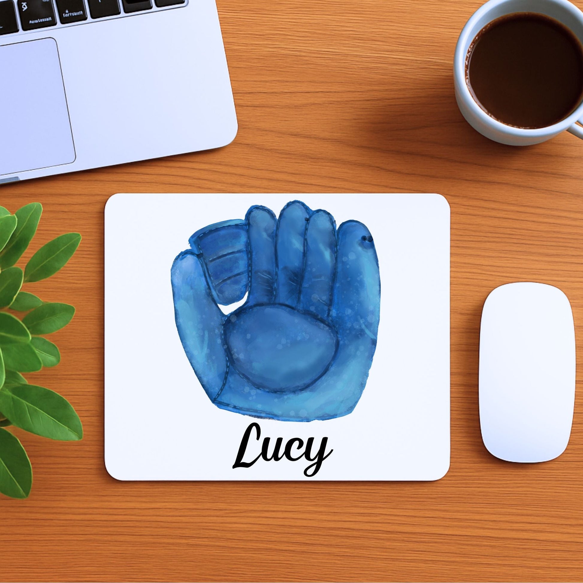 Blue Baseball Glove Mousepad - MerikaArt