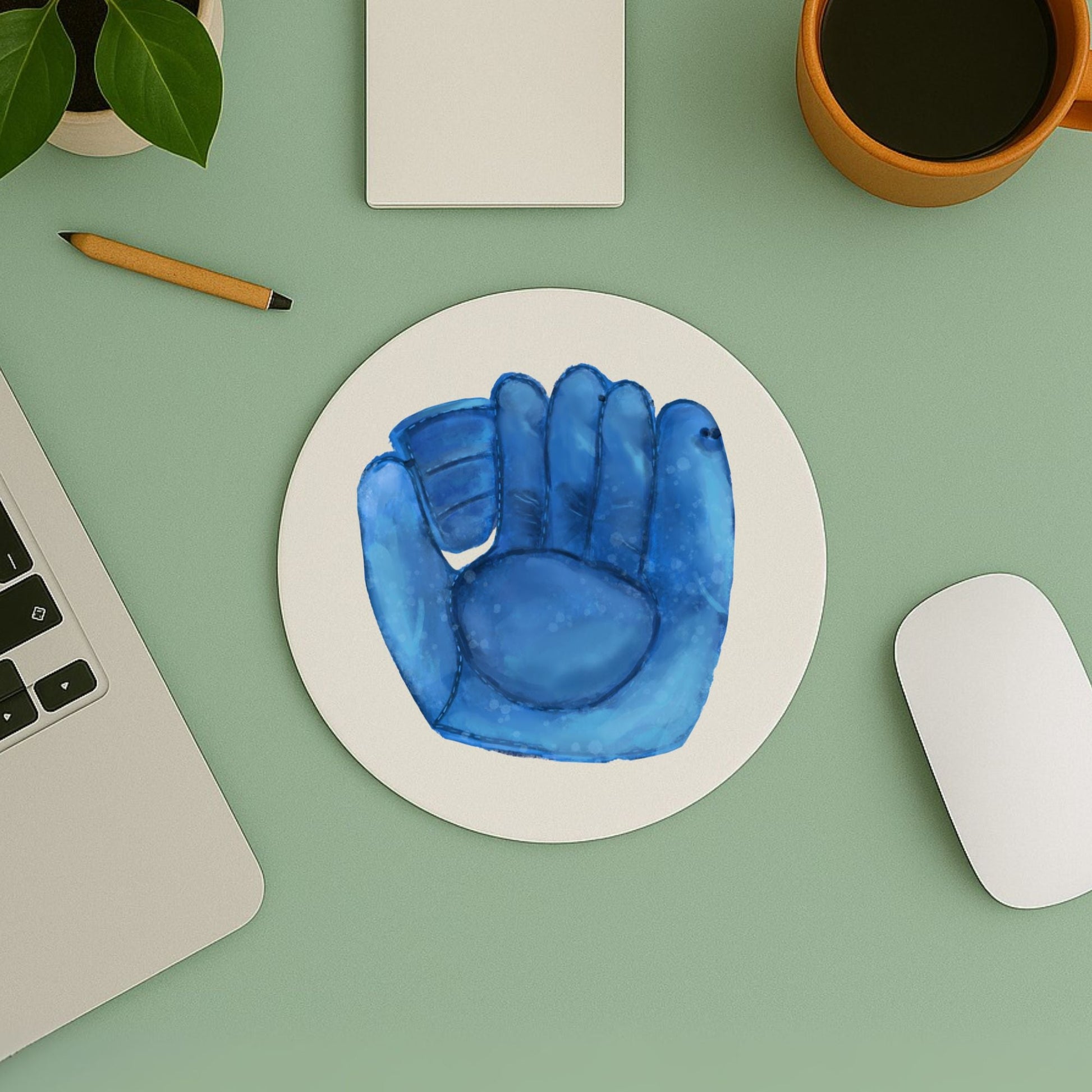 Blue Baseball Glove Mousepad - MerikaArt