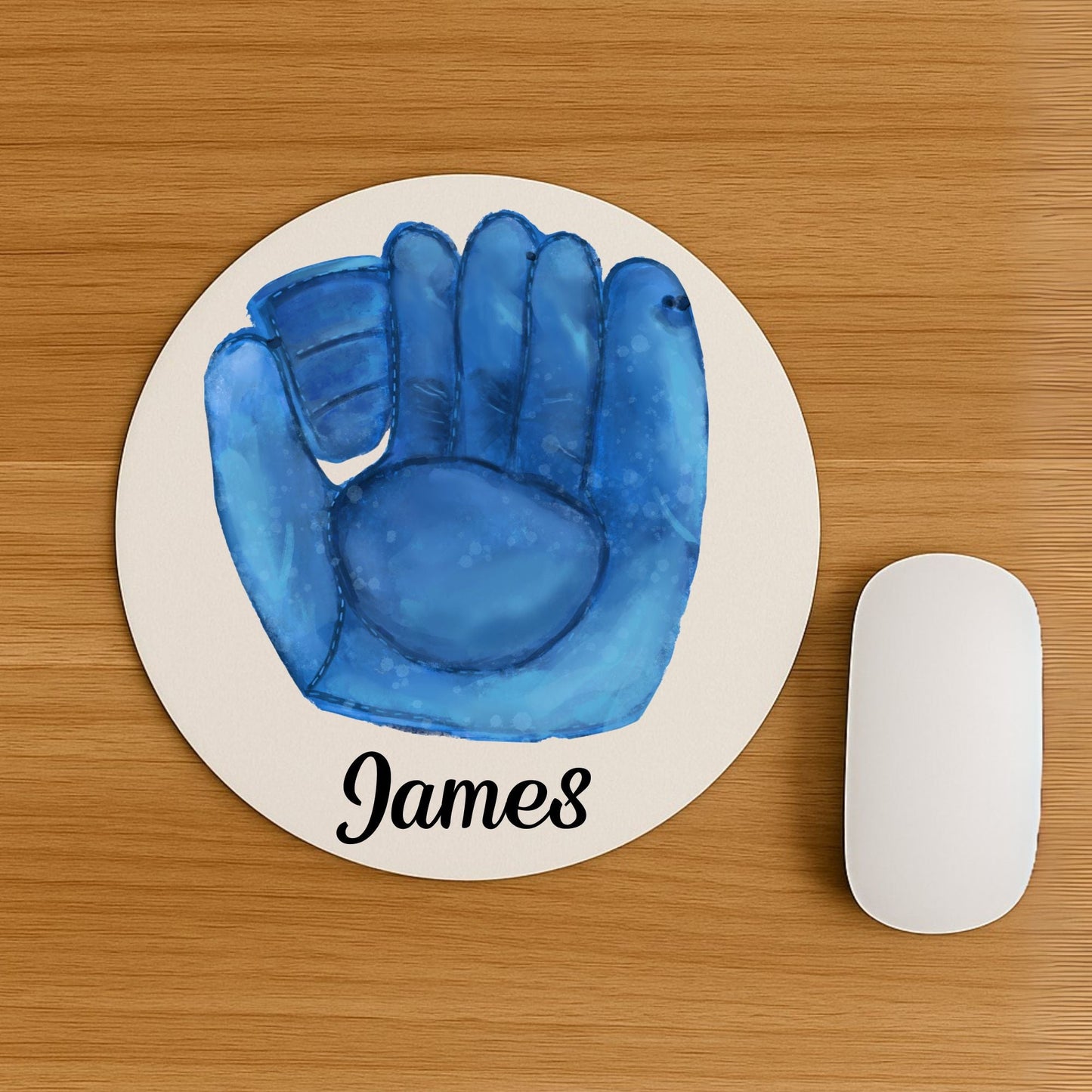Blue Baseball Glove Mousepad - MerikaArt