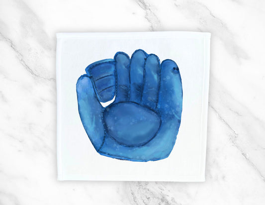 Blue Baseball Glove Washcloth - MerikaArt