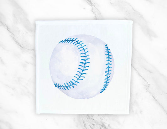 Blue Baseball Washcloth | "Sporty Cool Pitch" - MerikaArt