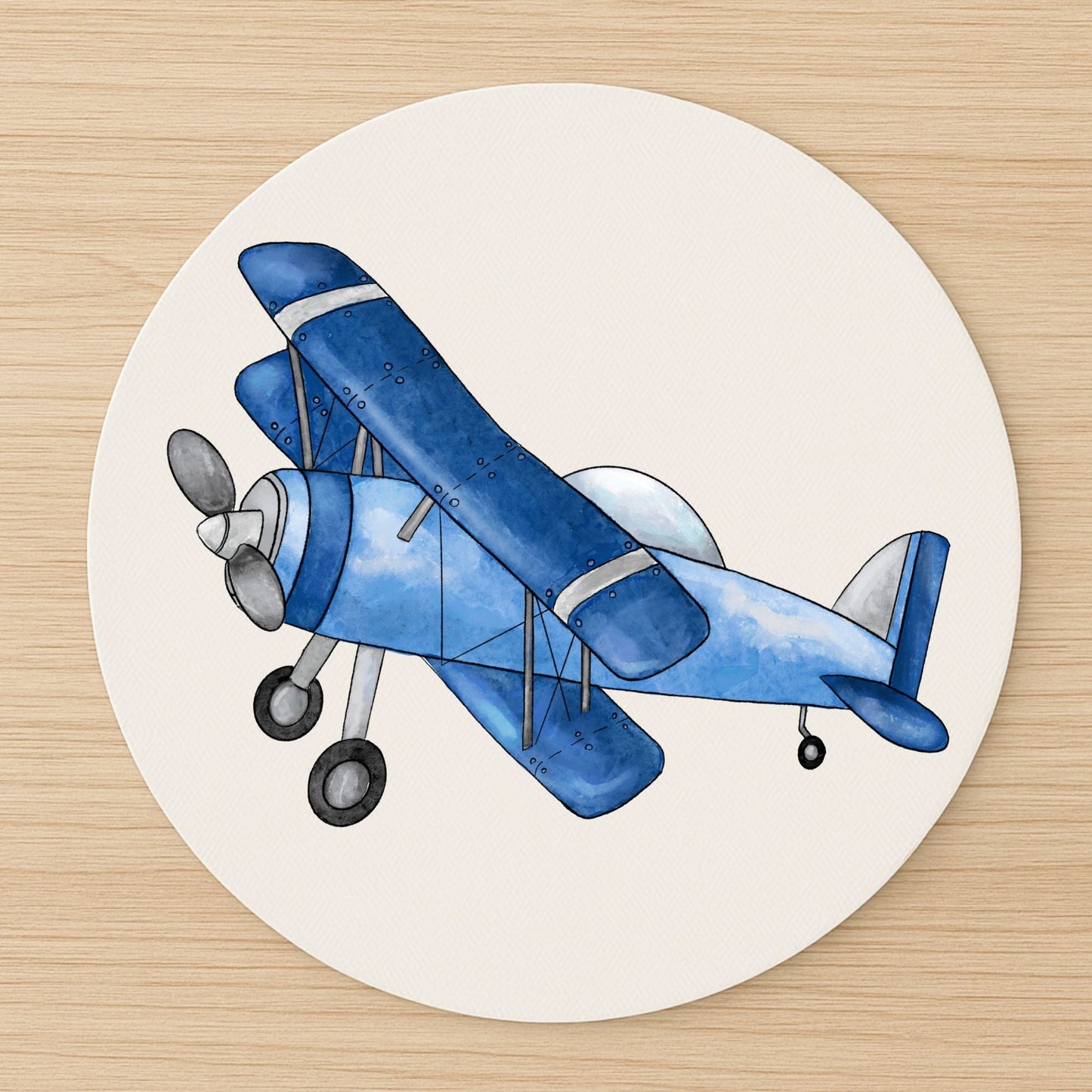 Blue Biplane Mousepad - MerikaArt