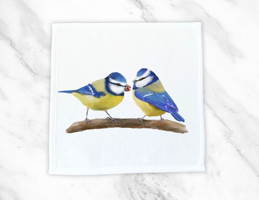 Blue Birds Washcloth - MerikaArt