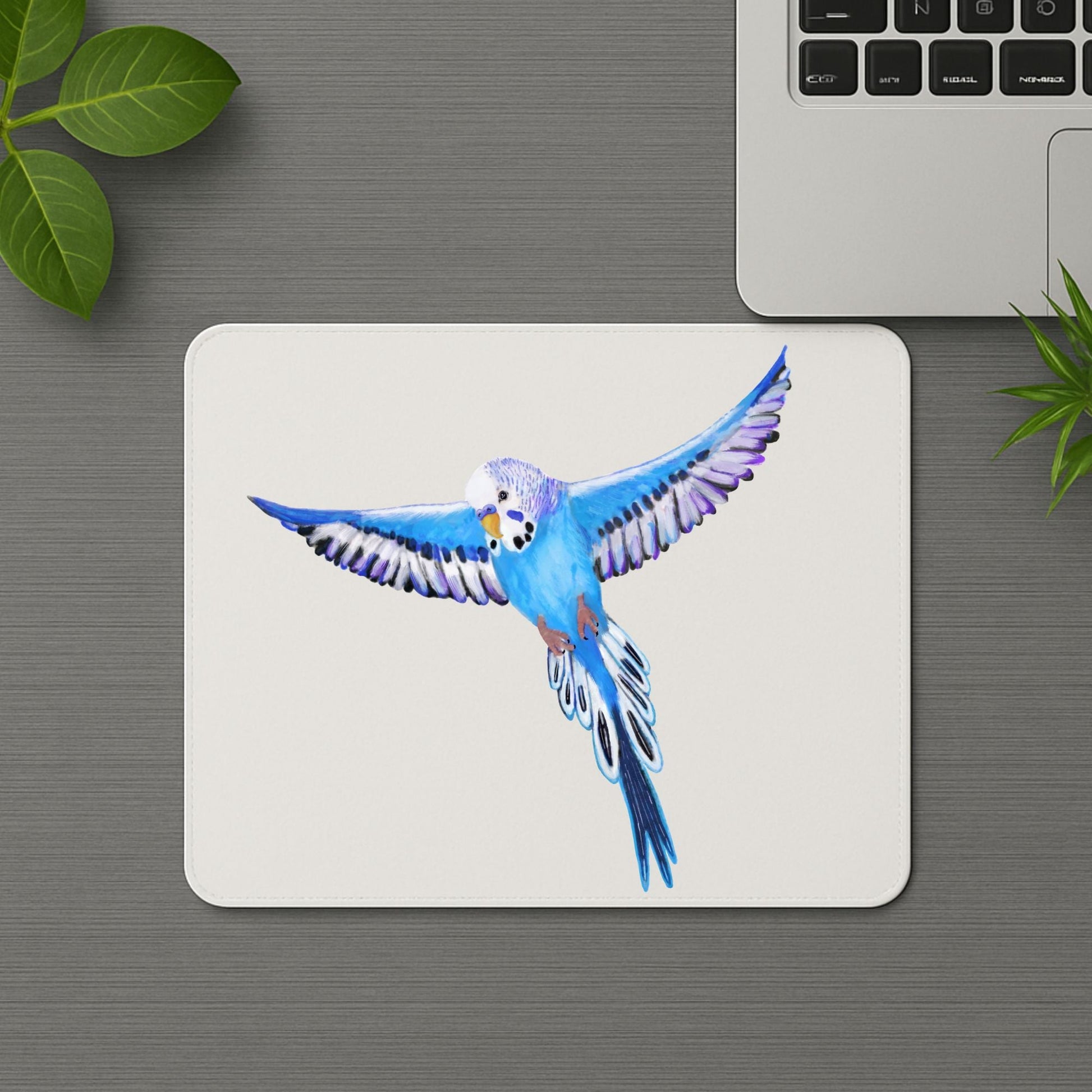 Blue Budgerigar Mousepad - MerikaArt