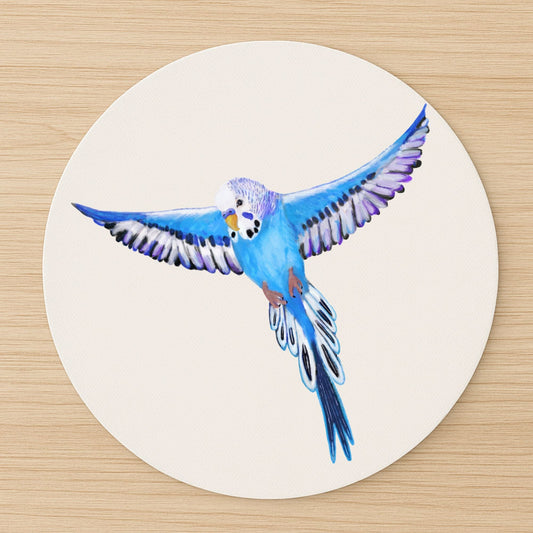 Blue Budgerigar Mousepad - MerikaArt
