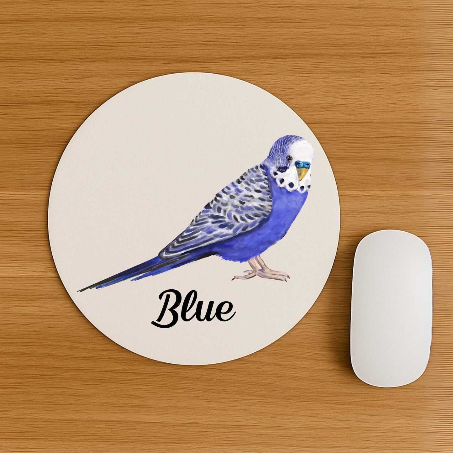 Blue Budgerigar Mousepad - MerikaArt