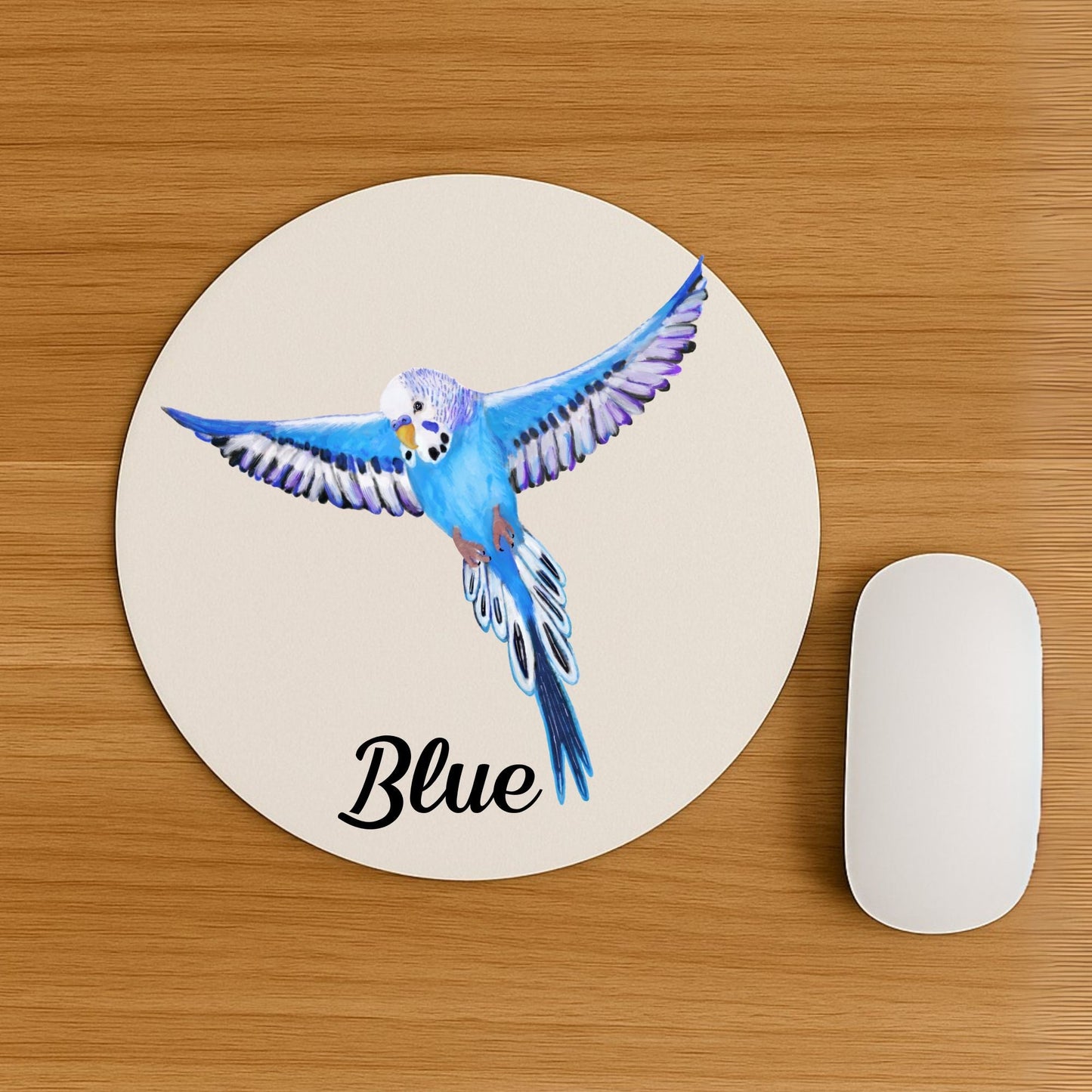 Blue Budgerigar Mousepad - MerikaArt