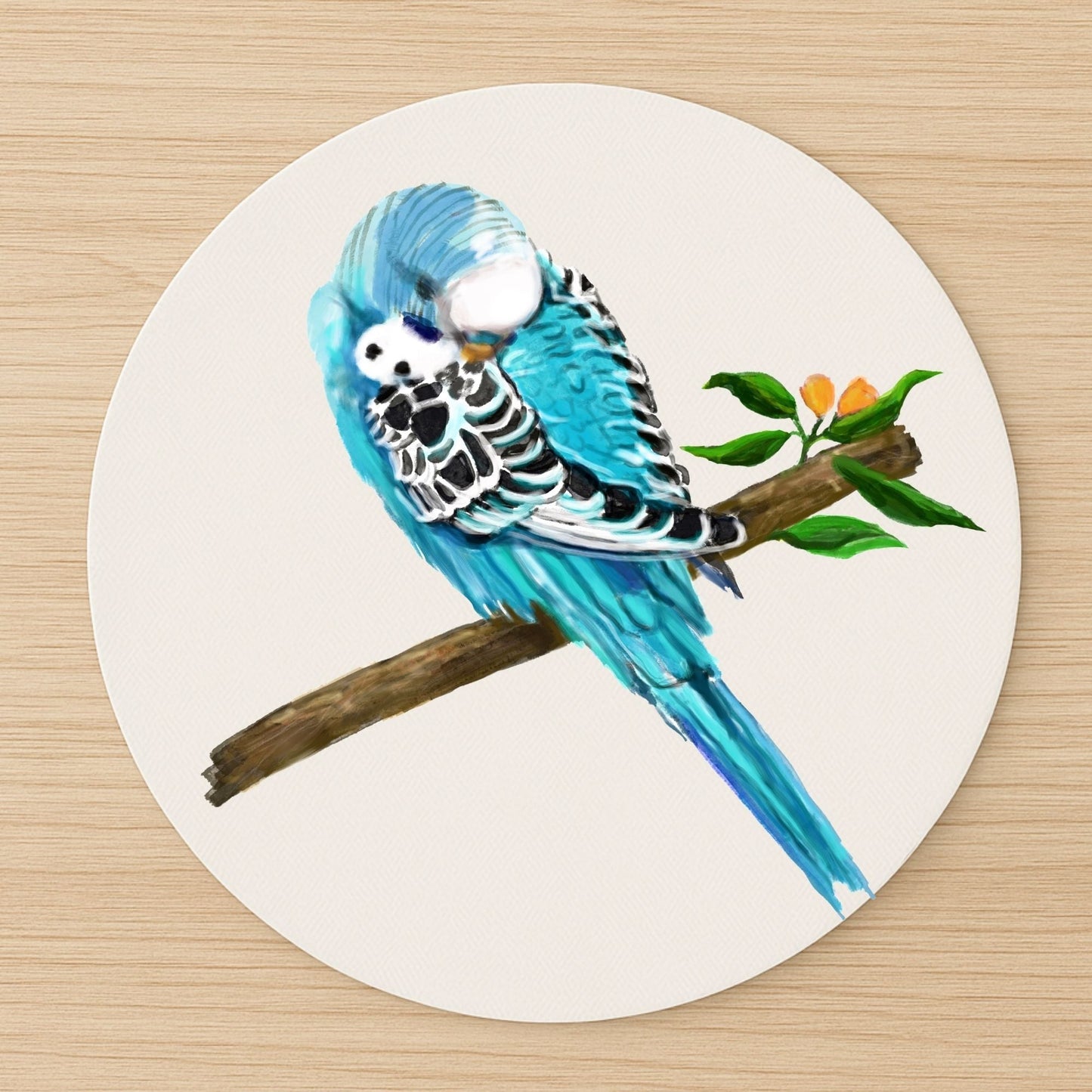 Blue Budgerigar Mousepad - MerikaArt