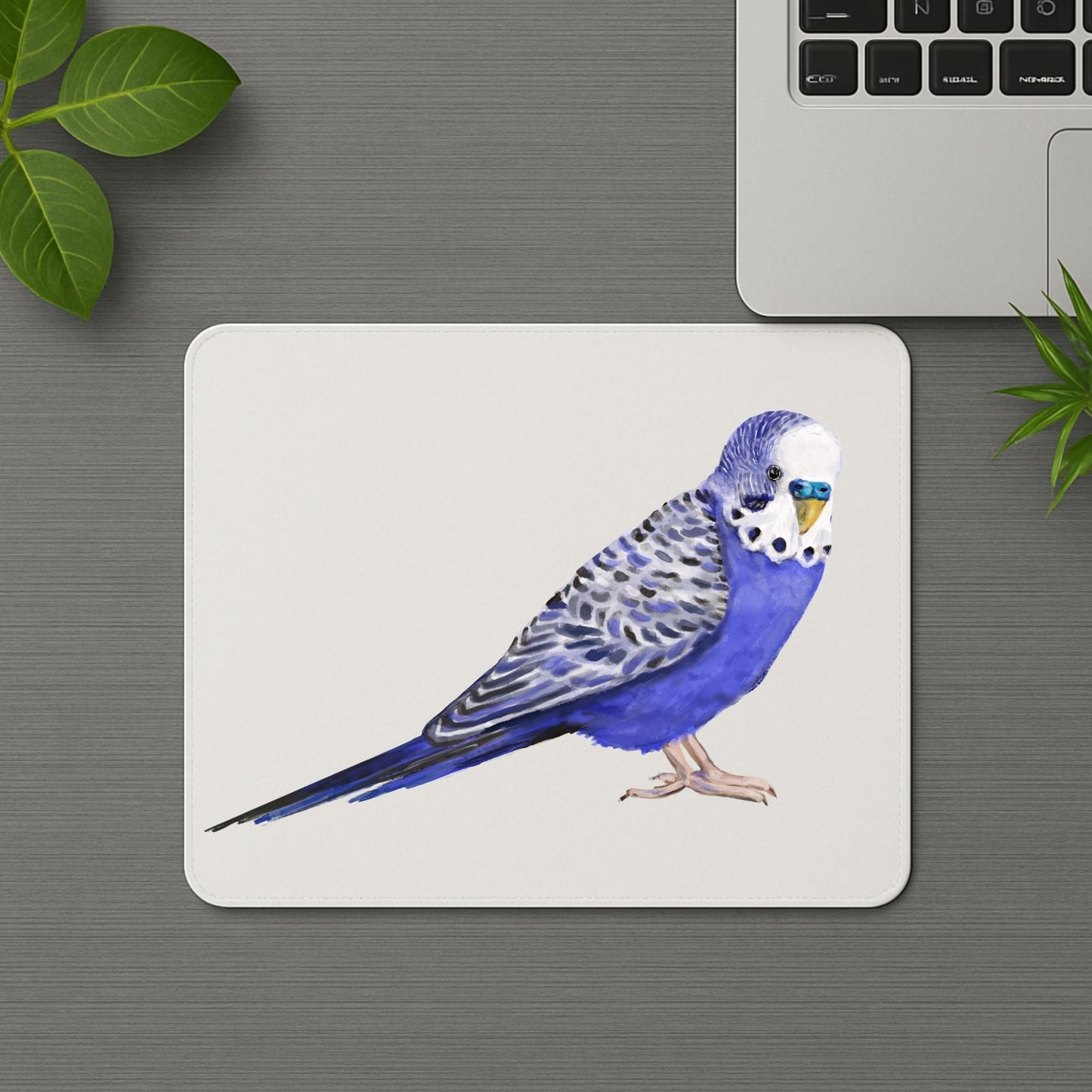 Blue Budgerigar Mousepad - MerikaArt