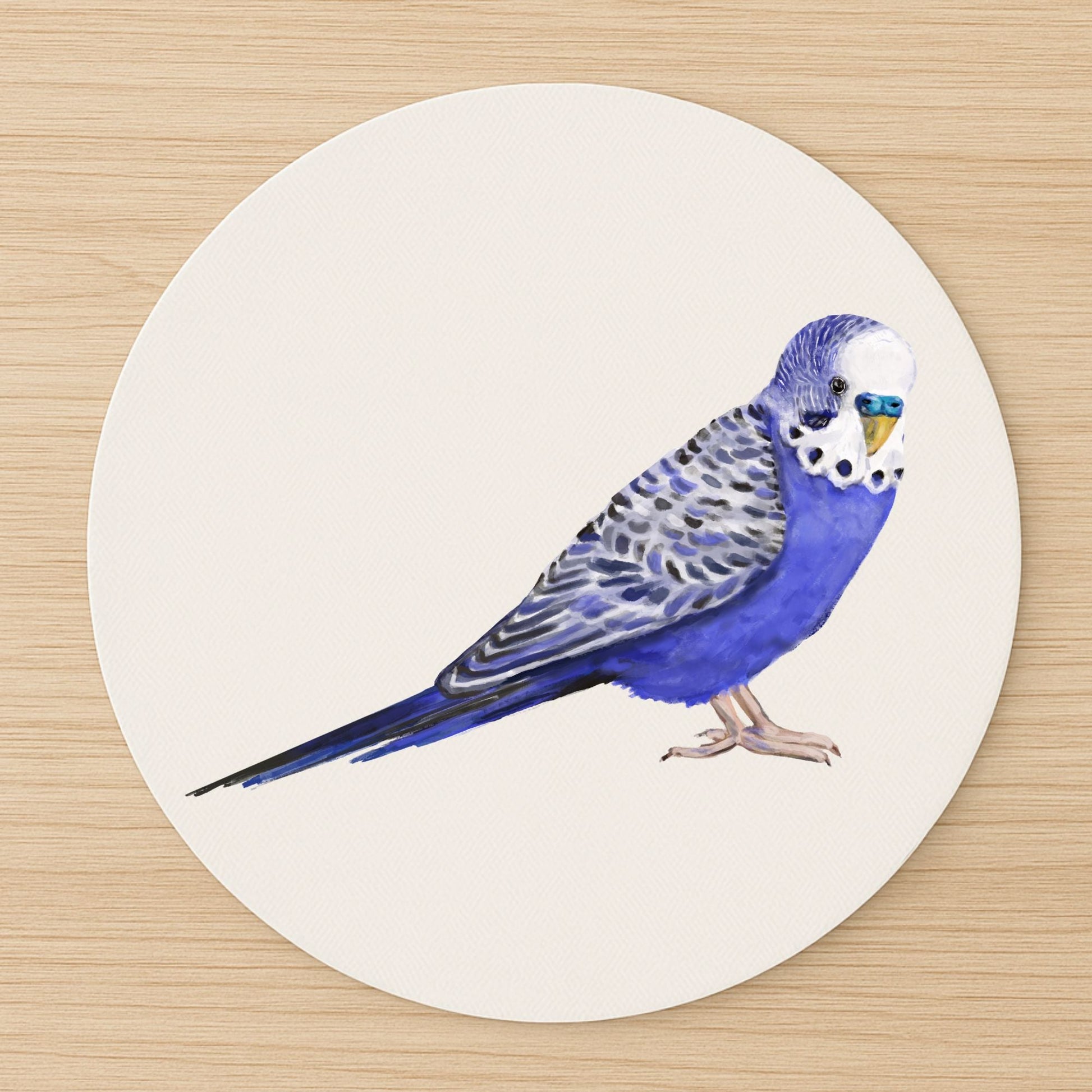 Blue Budgerigar Mousepad - MerikaArt