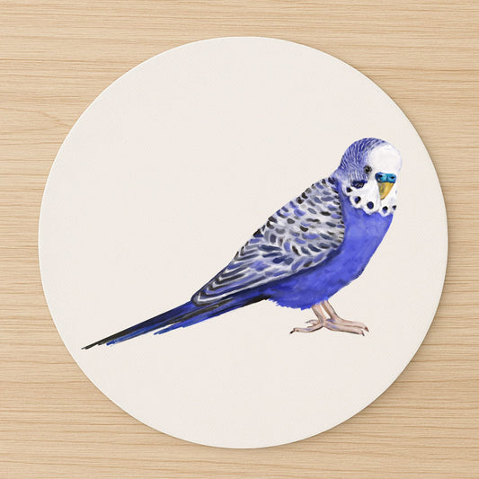 Blue Budgerigar Mousepad - MerikaArt
