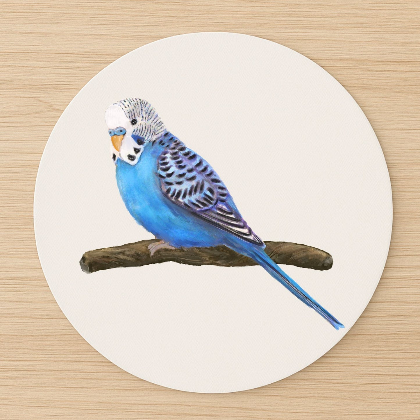 Blue Budgerigar Parakeet Mousepad - MerikaArt
