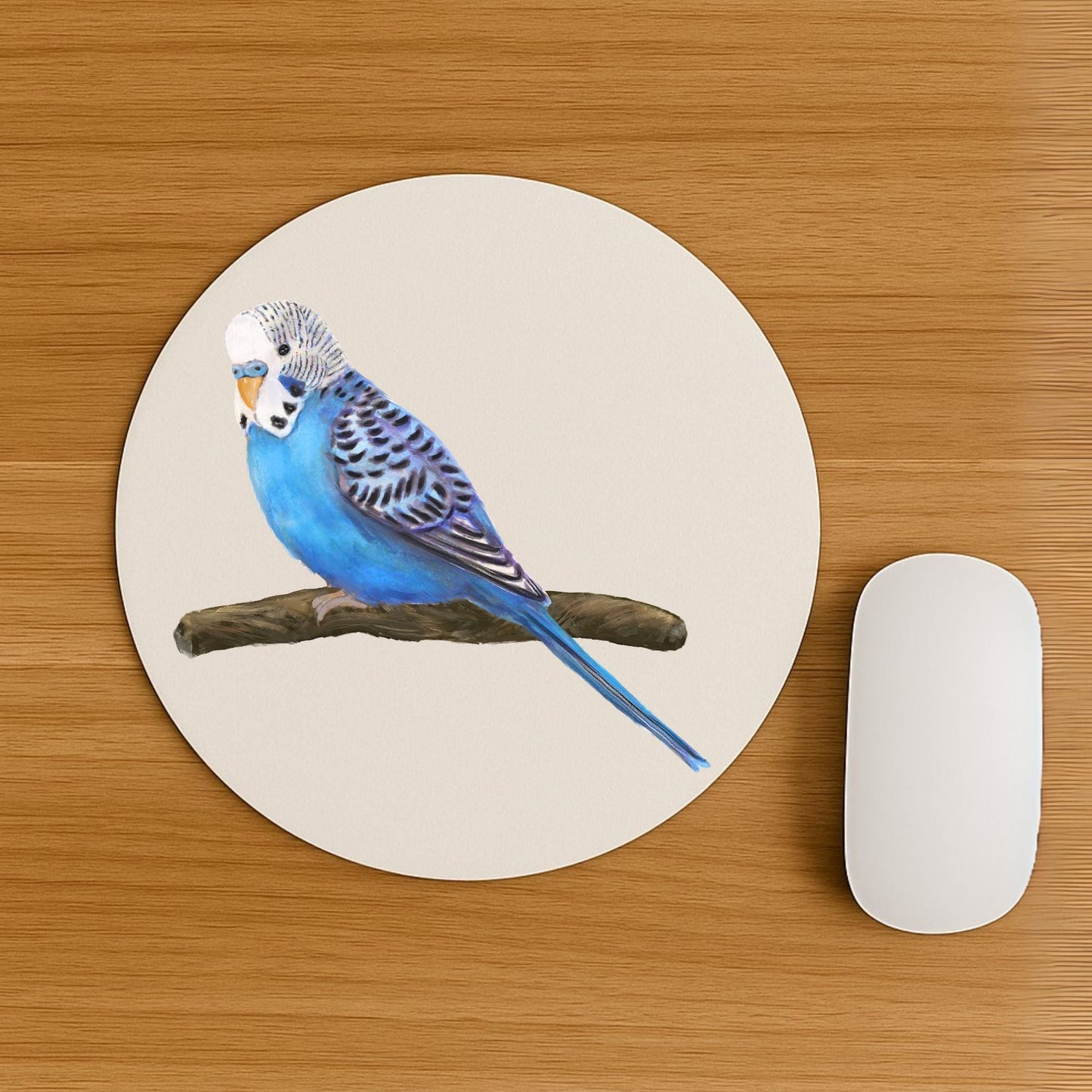Blue Budgerigar Parakeet Mousepad - MerikaArt