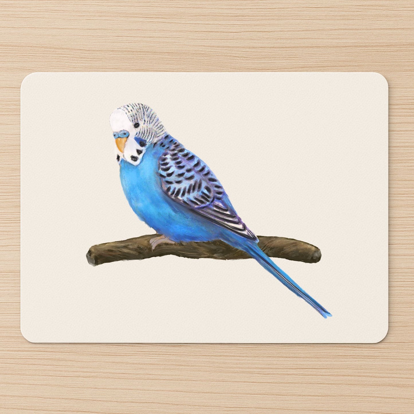 Blue Budgerigar Parakeet Mousepad - MerikaArt