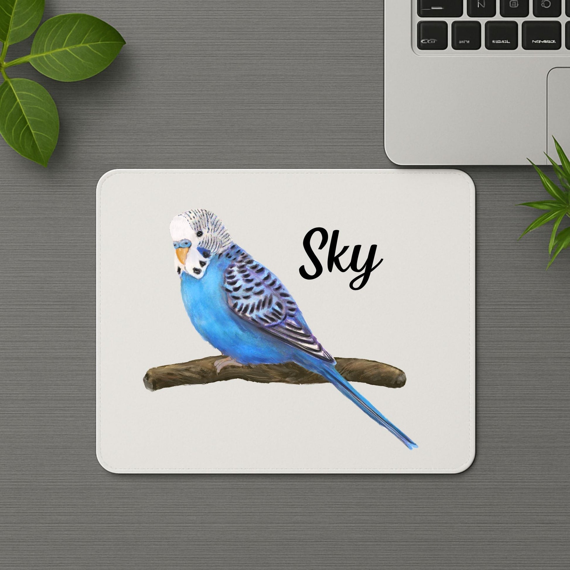 Blue Budgerigar Parakeet Mousepad - MerikaArt