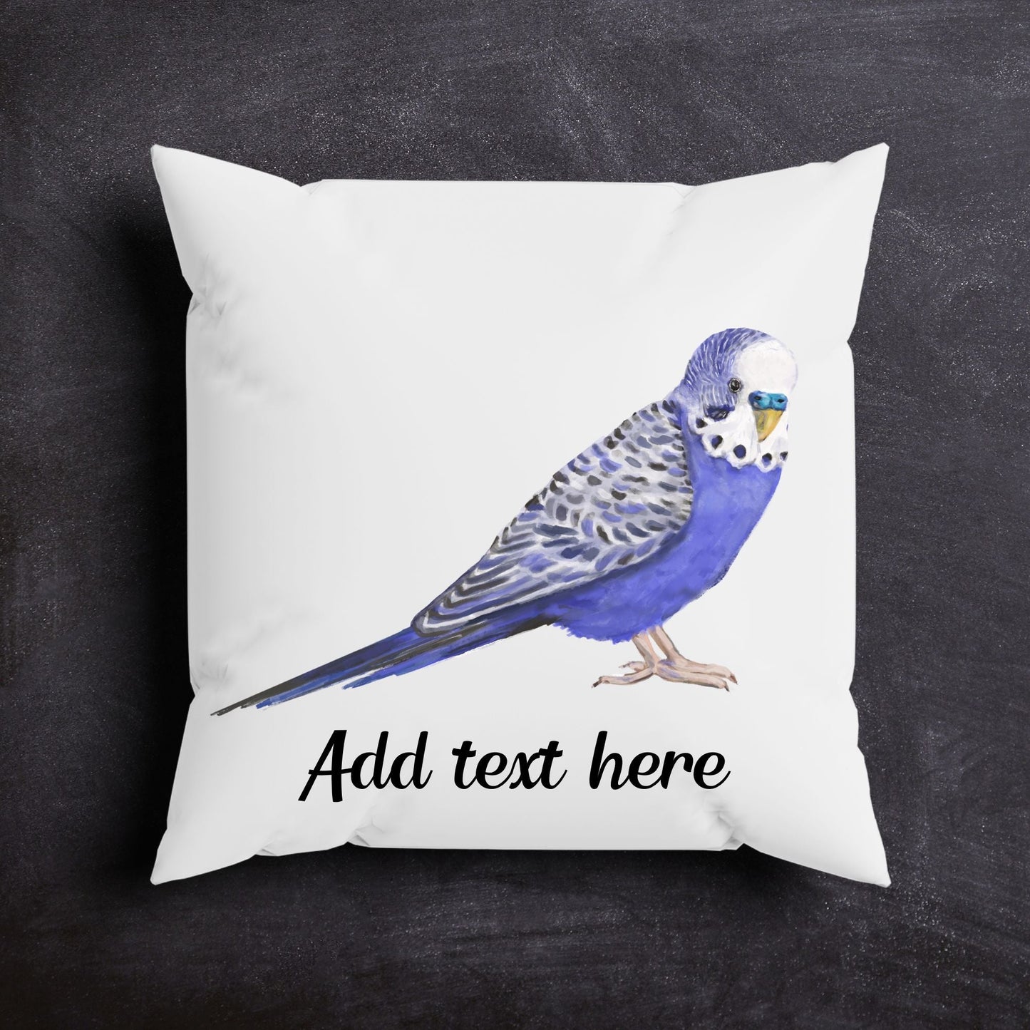 Blue Budgerigar Pillow - MerikaArt