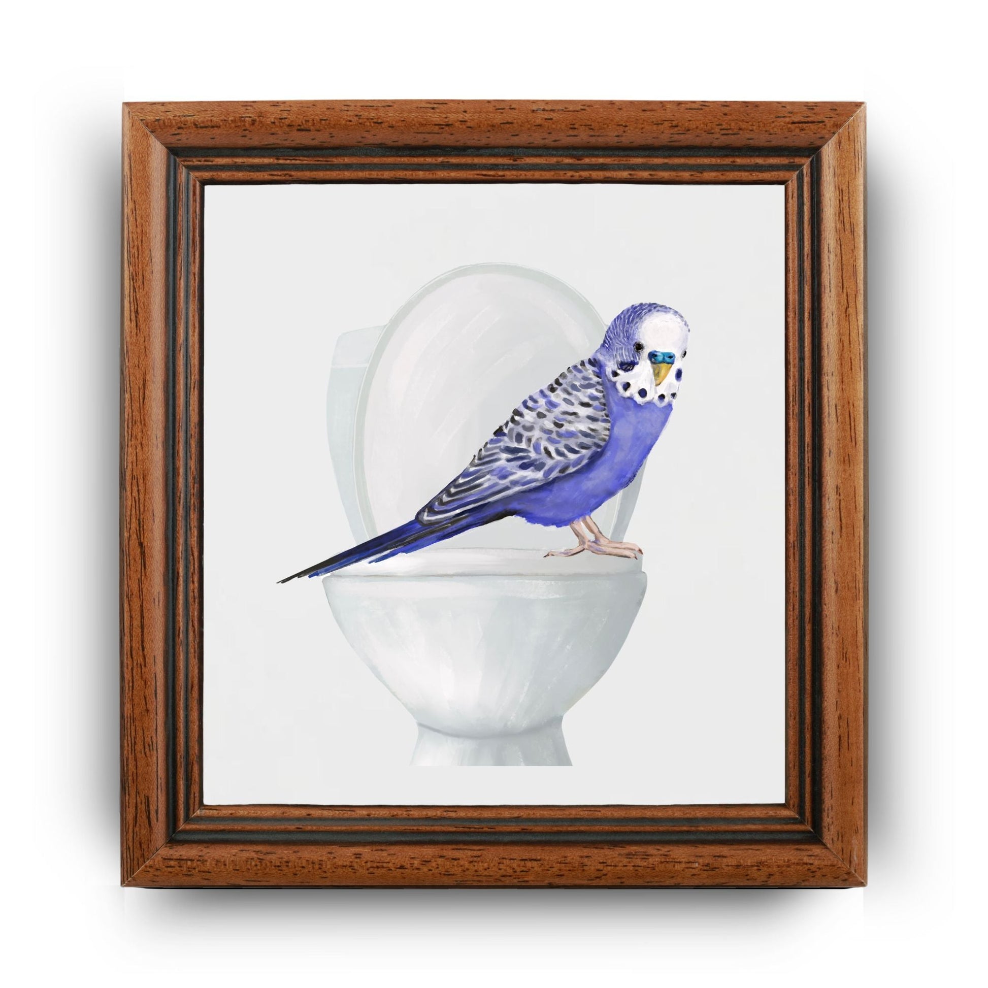 Blue Budgie Ceramic Tile – Handcrafted Bird Lover Decor - MerikaArt