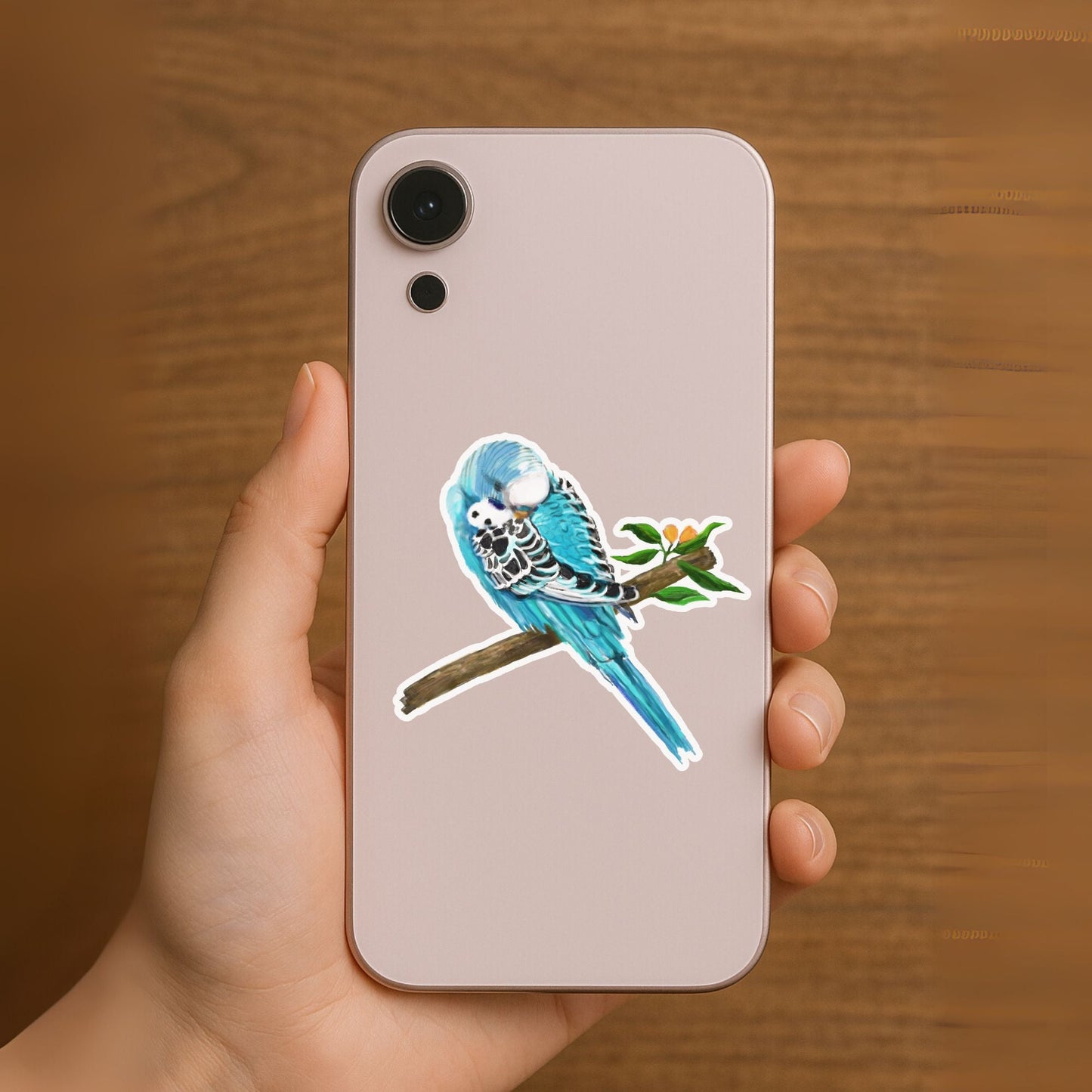 Blue Budgie Grooming Vinyl Sticker - MerikaArt