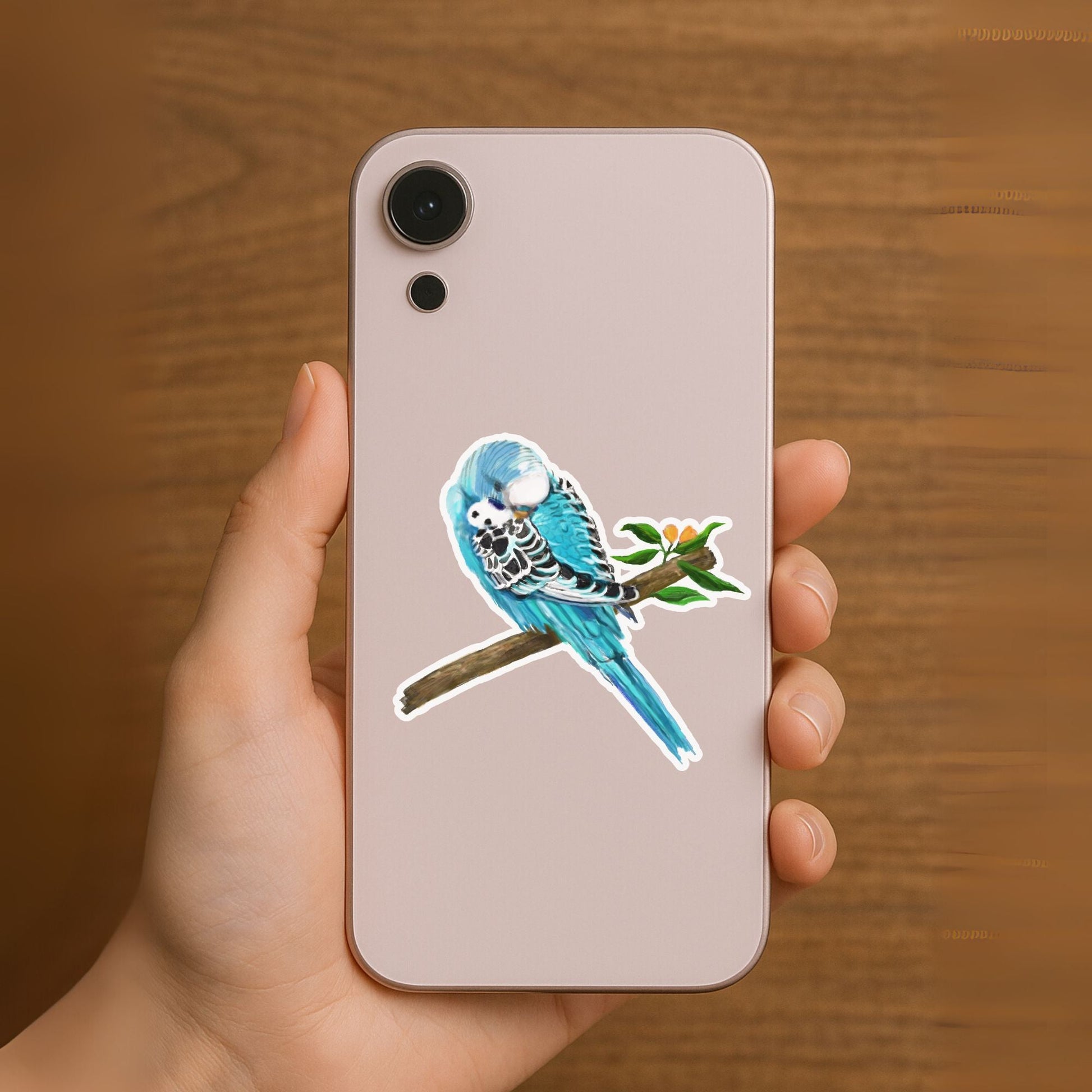 Blue Budgie Grooming Vinyl Sticker - MerikaArt