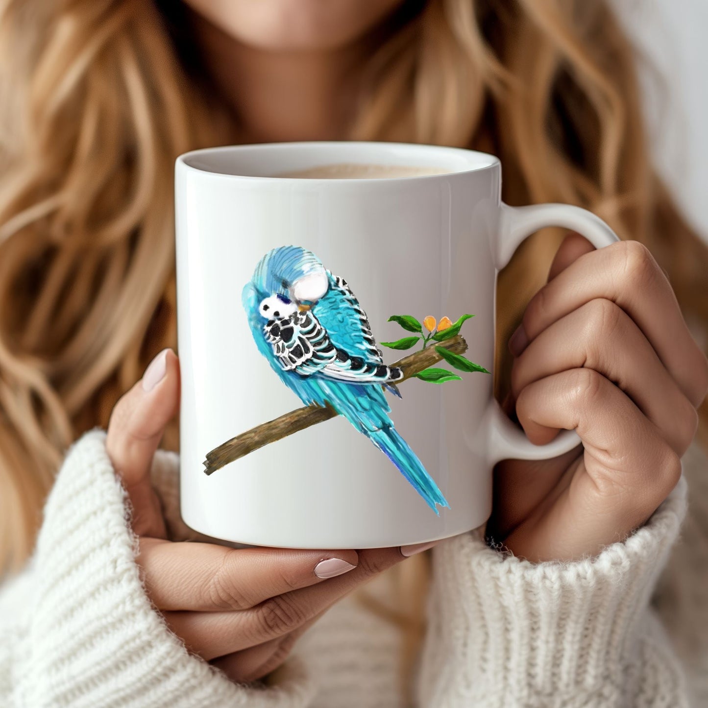 Blue Budgie Mug - MerikaArt
