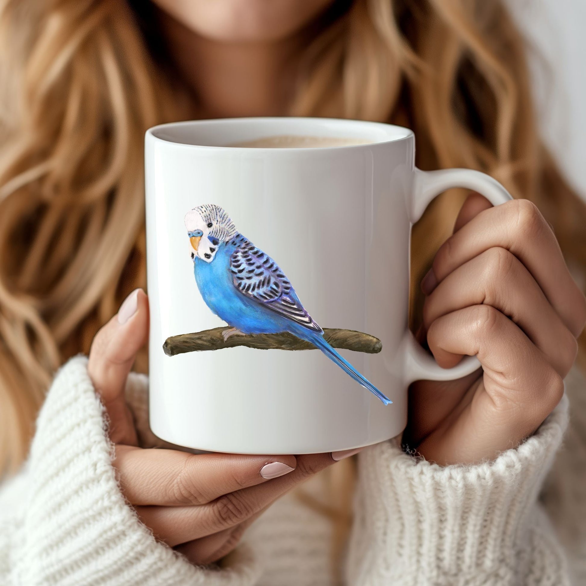 Blue Budgie Mug - MerikaArt