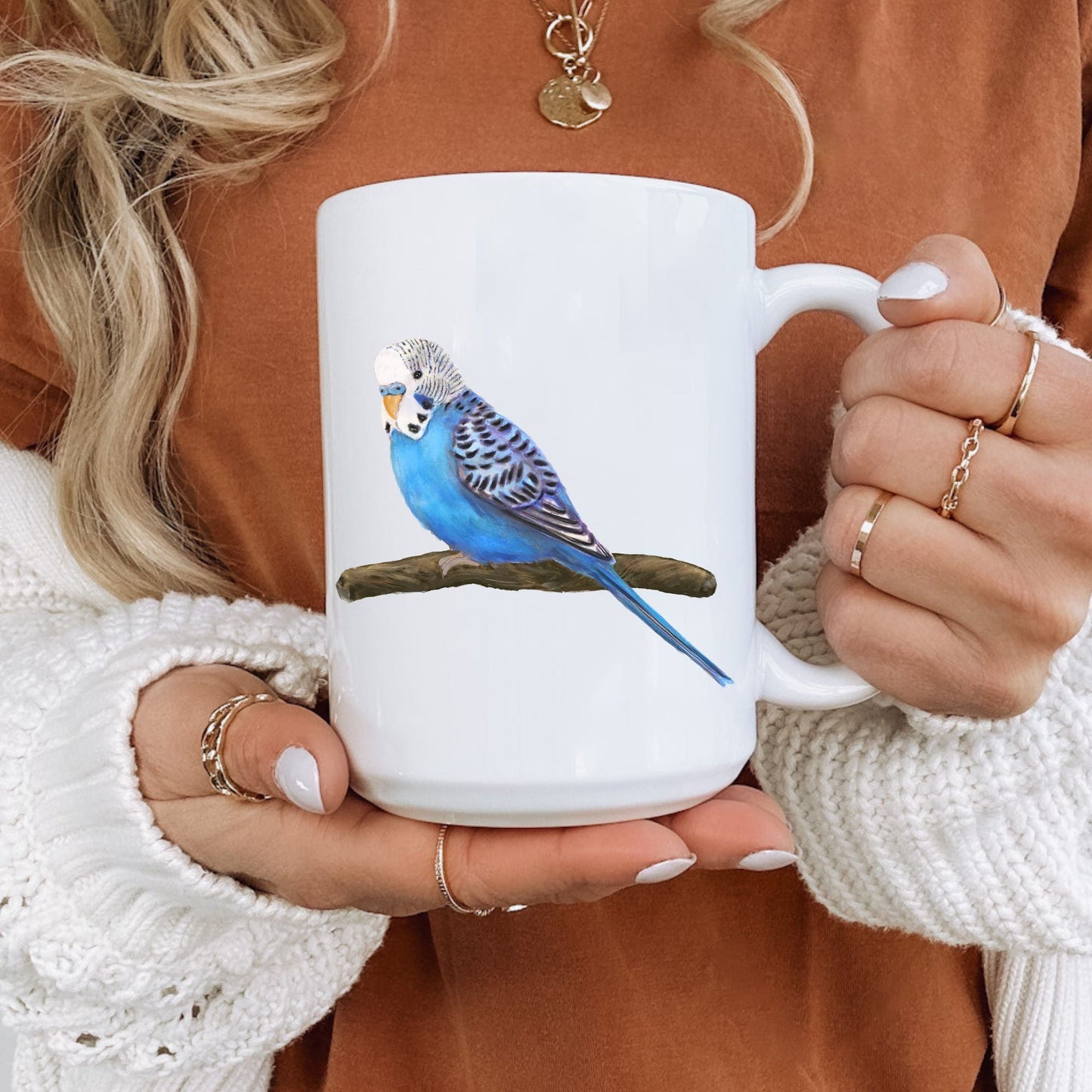 Blue Budgie Mug - MerikaArt