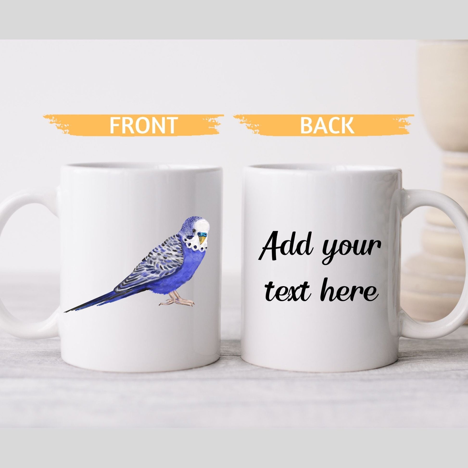 Blue Budgie Mug - MerikaArt