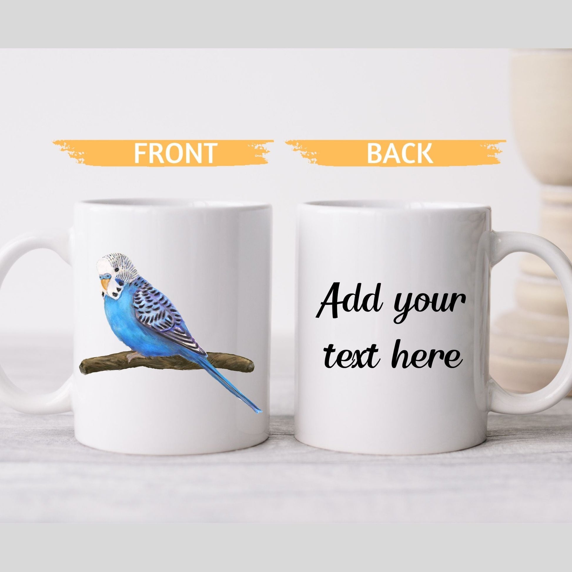 Blue Budgie Mug - MerikaArt