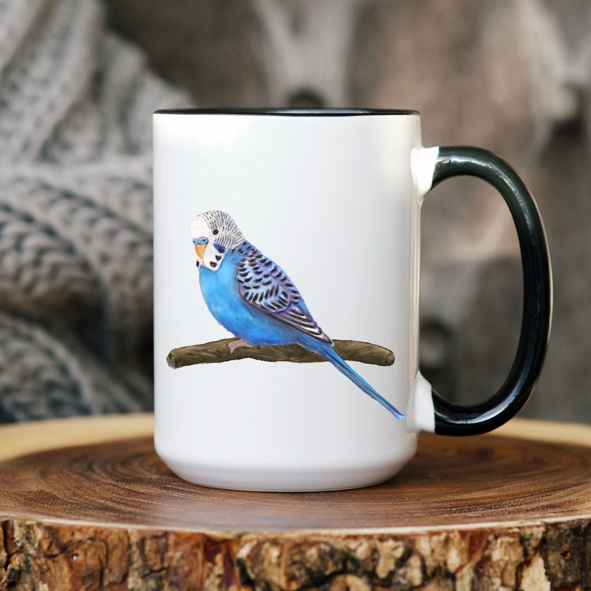 Blue Budgie Mug - MerikaArt