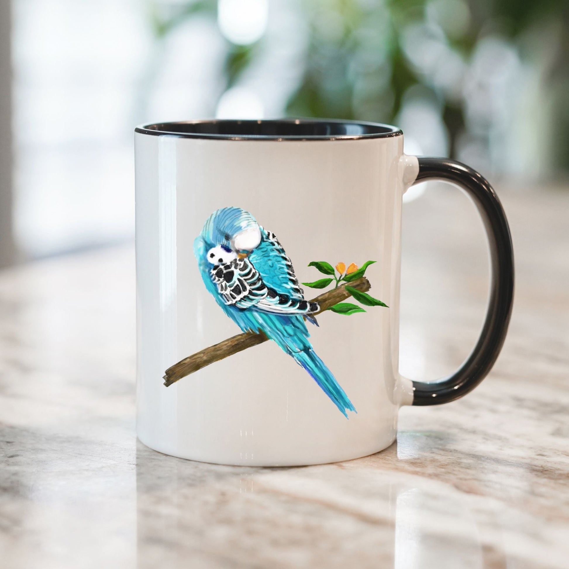Blue Budgie Mug - MerikaArt