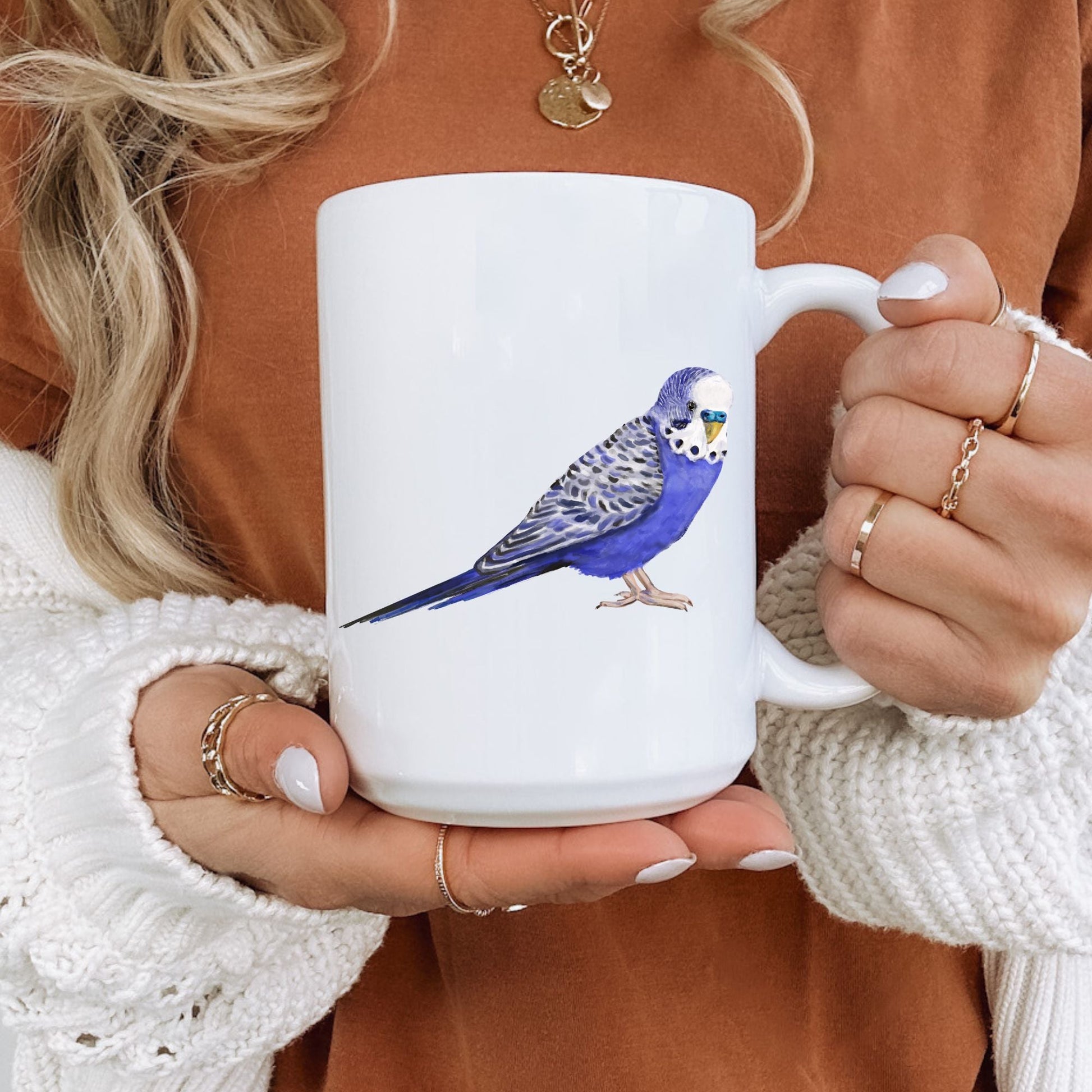 Blue Budgie Mug - MerikaArt