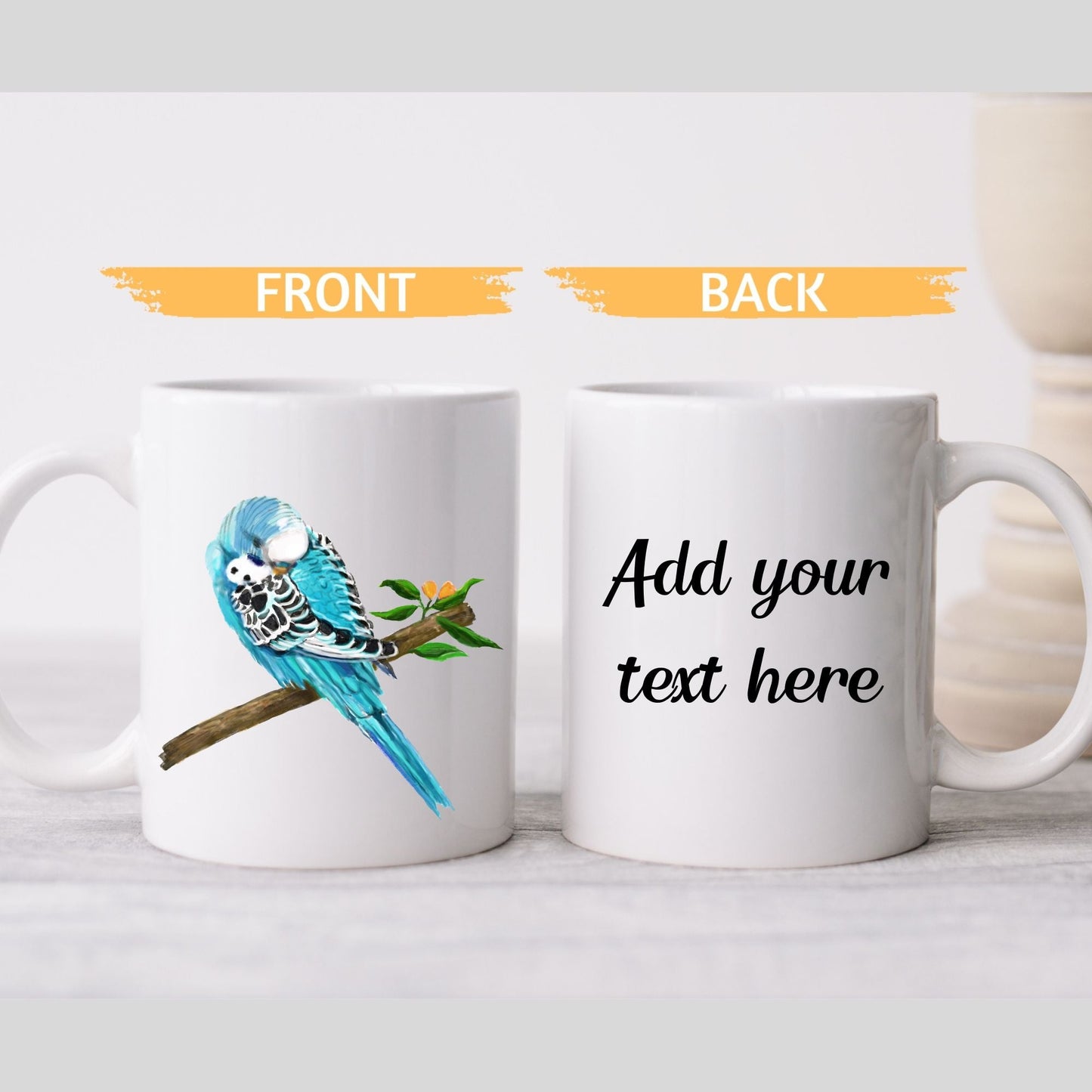 Blue Budgie Mug - MerikaArt