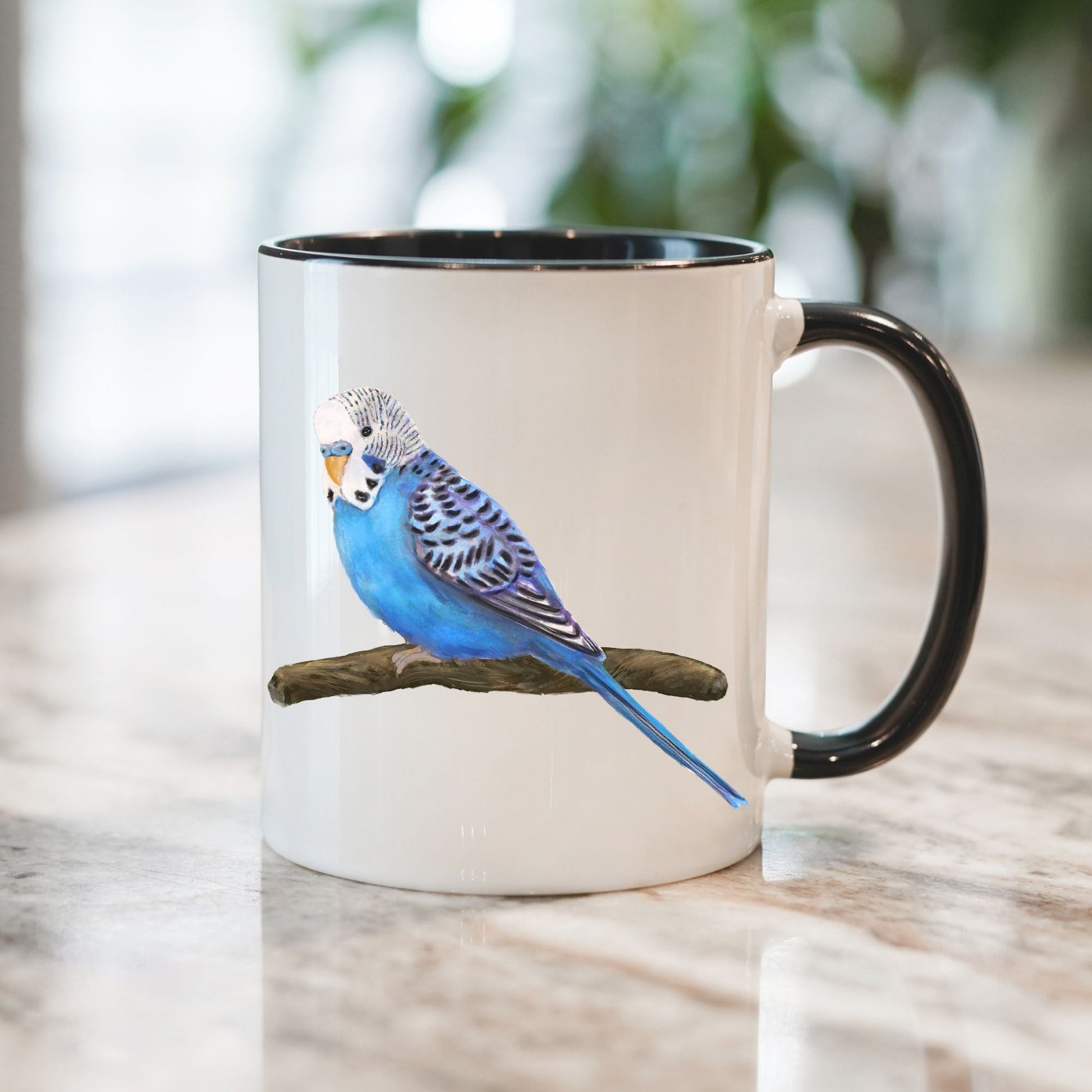 Blue Budgie Mug - MerikaArt
