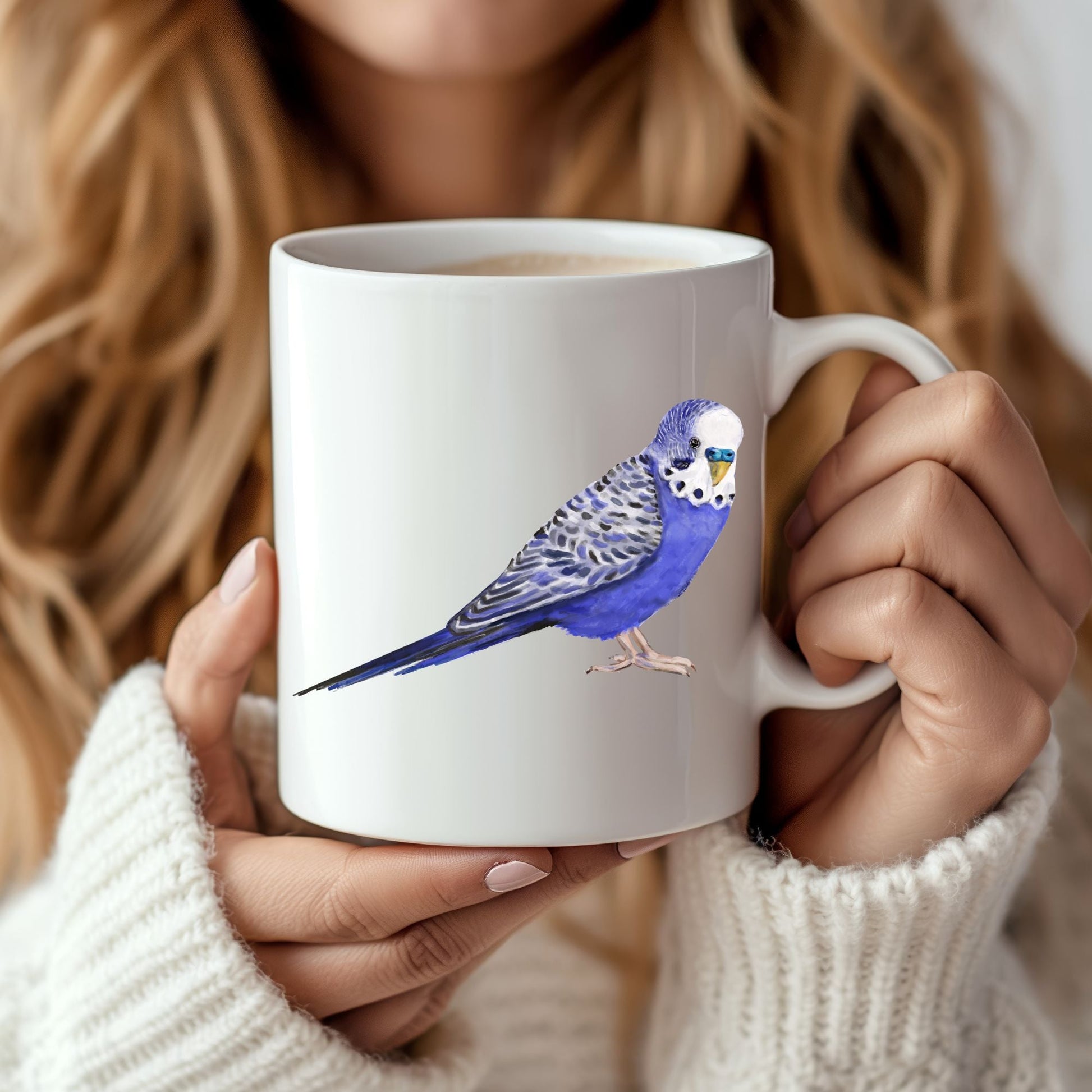 Blue Budgie Mug - MerikaArt