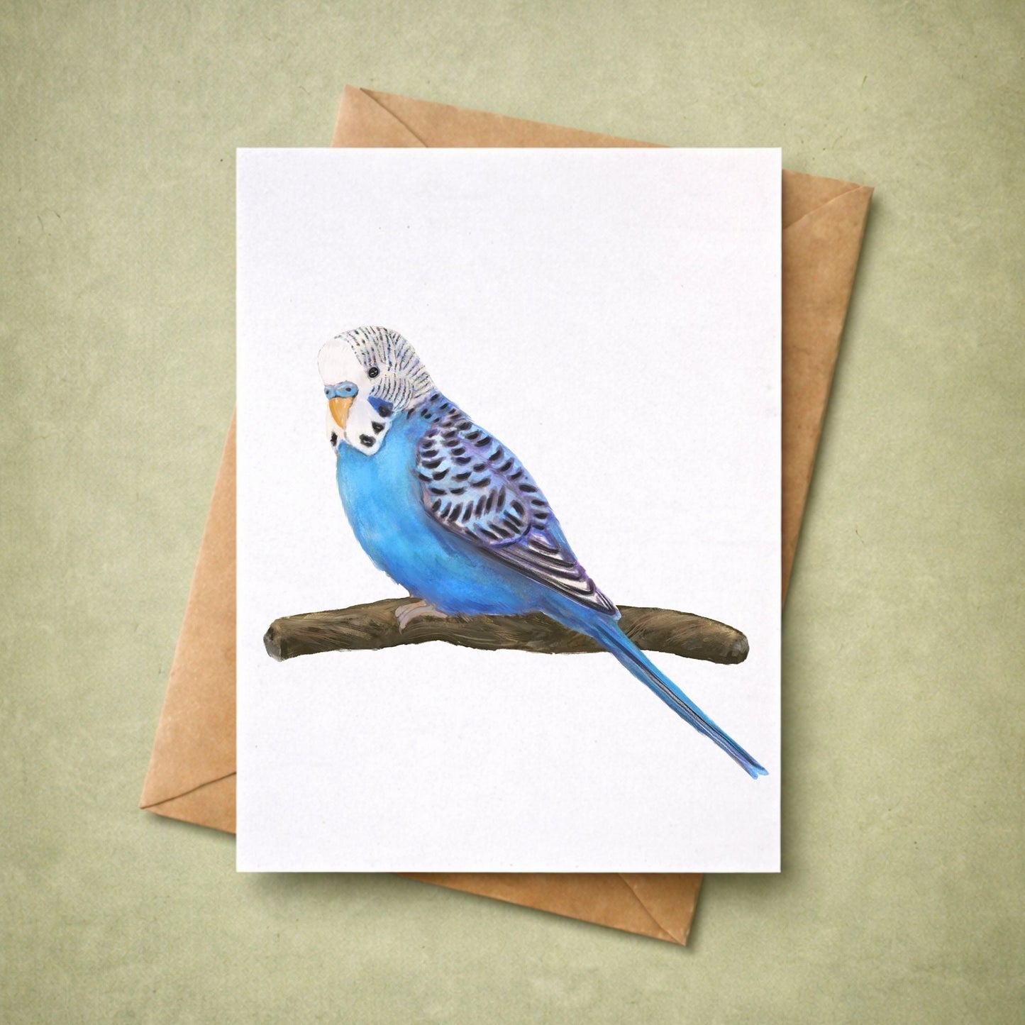 Blue Budgie Postcard - MerikaArt