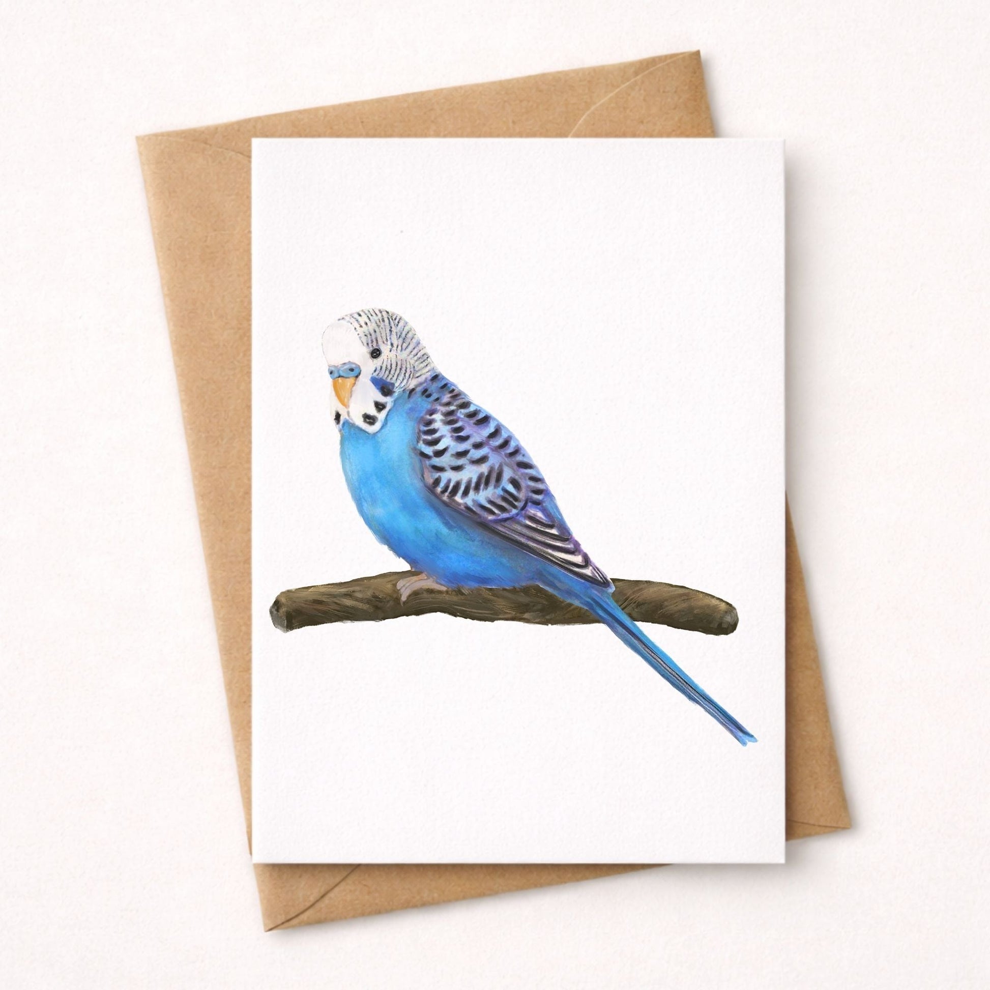 Blue Budgie Postcard - MerikaArt