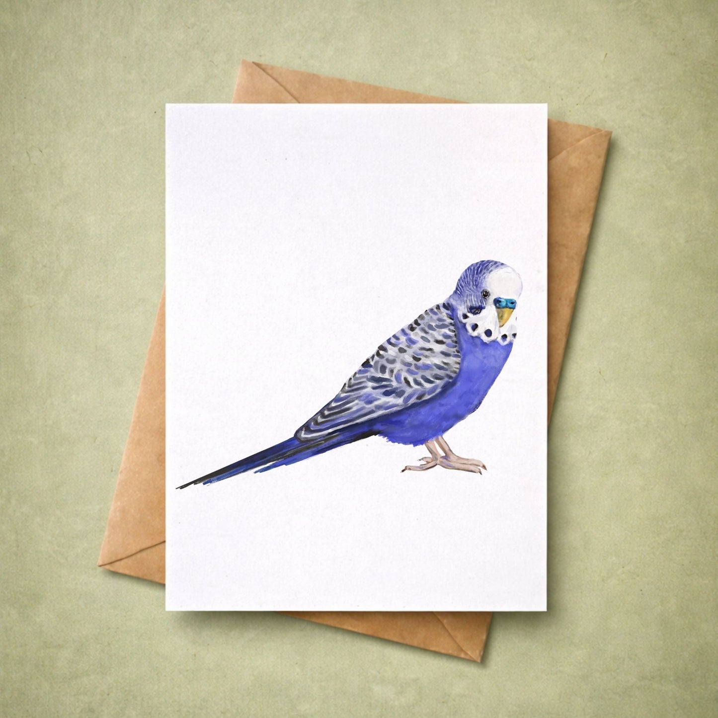 Blue Budgie Postcard - MerikaArt