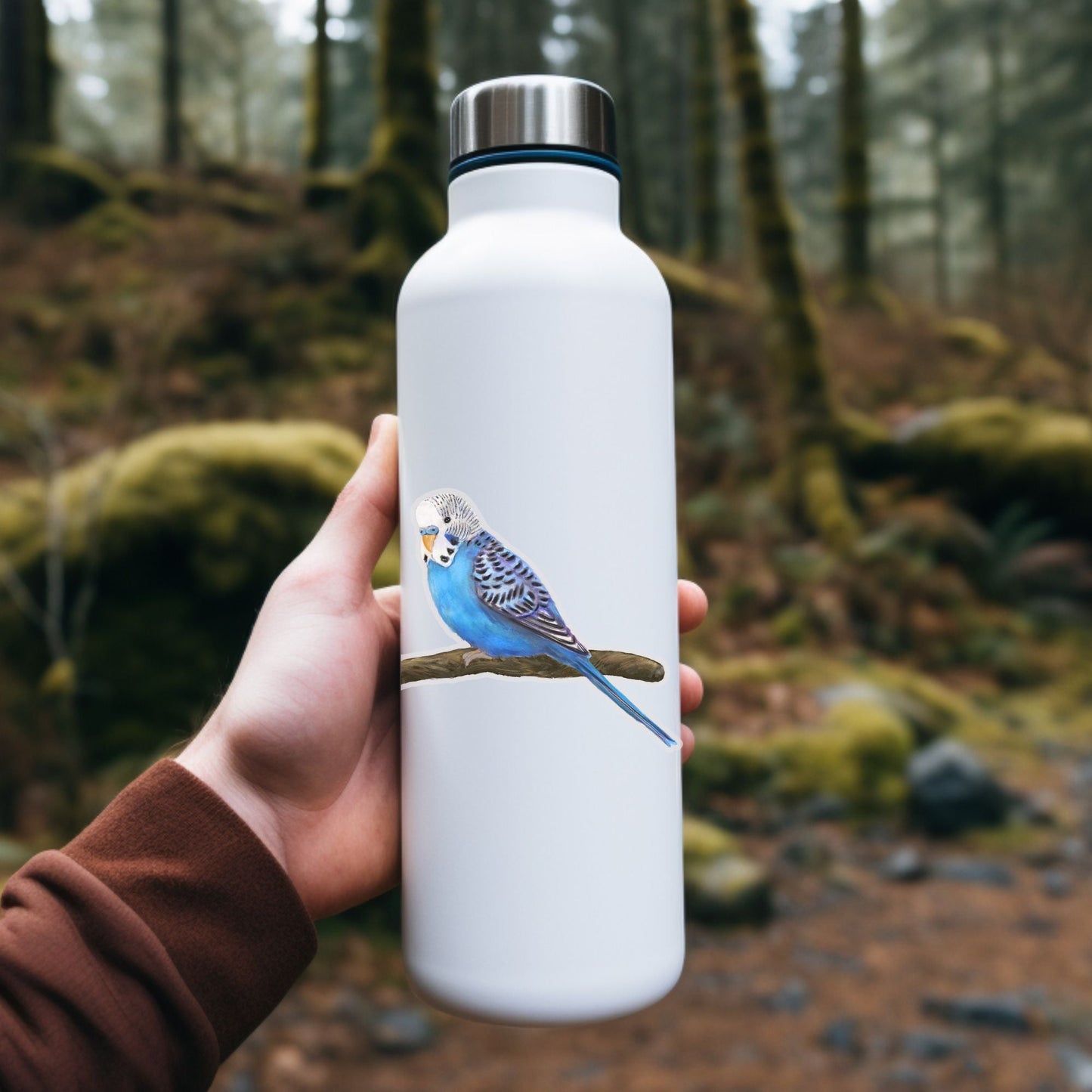 Blue Budgie Vinyl Sticker - MerikaArt