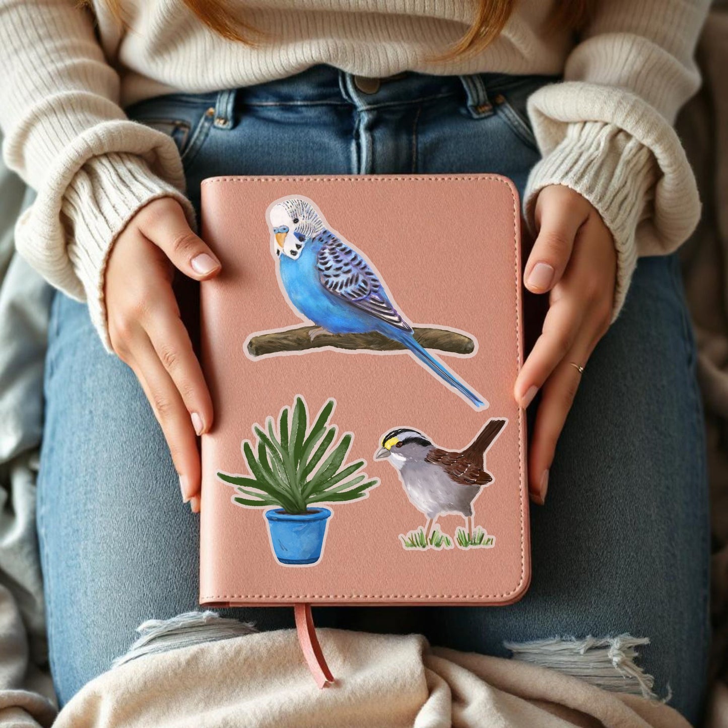 Blue Budgie Vinyl Sticker - MerikaArt