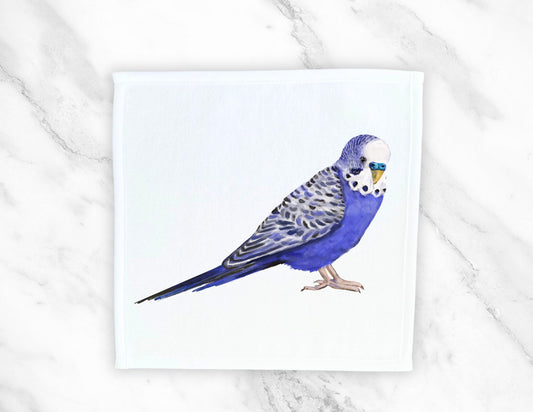 Blue Budgie Washcloth - MerikaArt