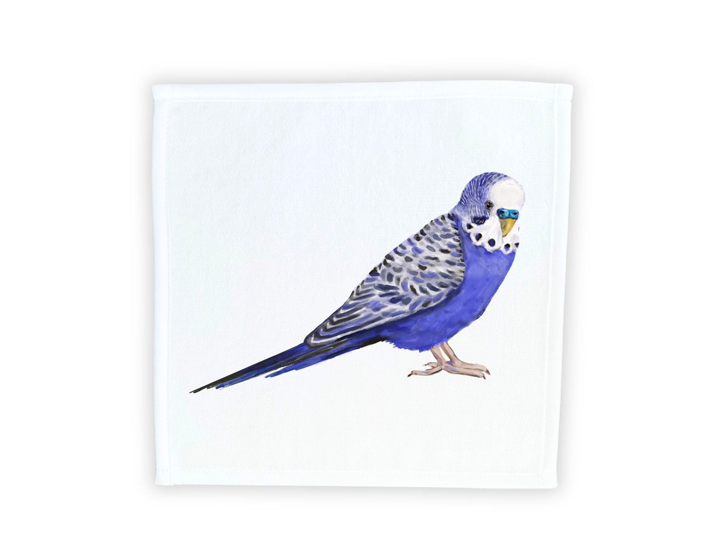 Blue Budgie Washcloth - MerikaArt