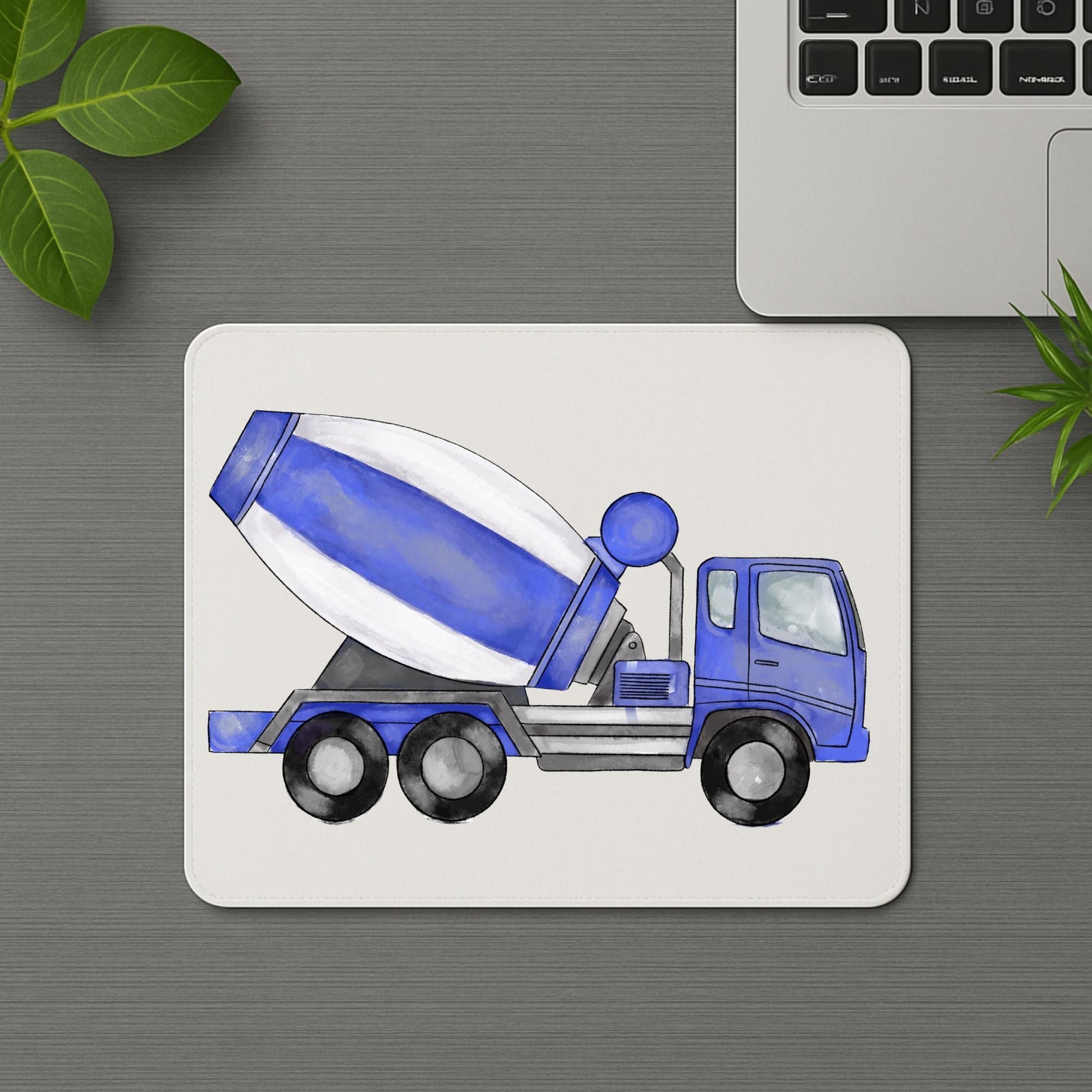 Blue Cement Mixer Truck Mousepad - MerikaArt