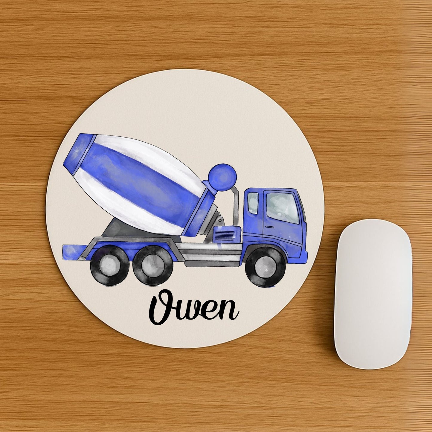 Blue Cement Mixer Truck Mousepad - MerikaArt