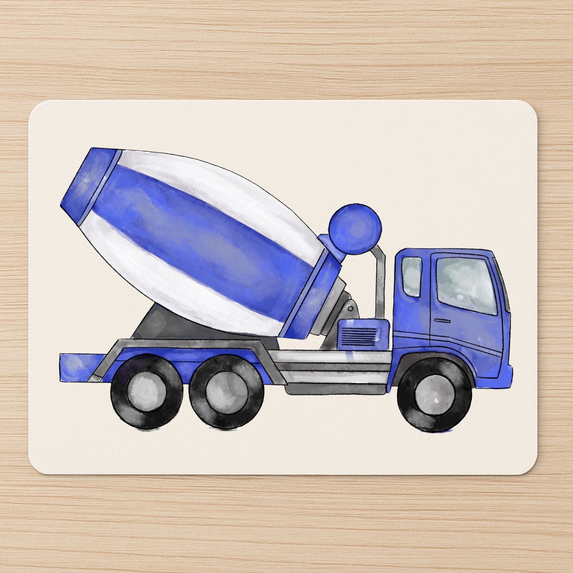 Blue Cement Mixer Truck Mousepad - MerikaArt