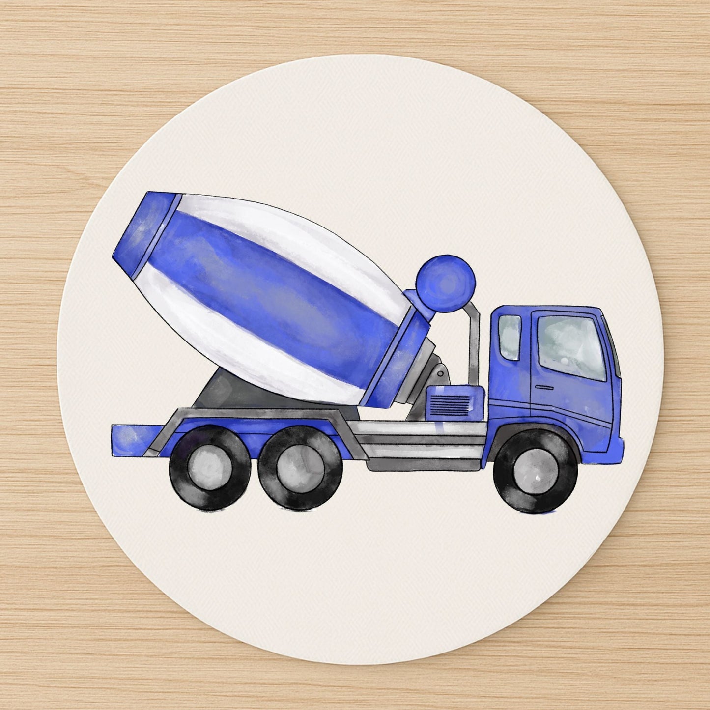 Blue Cement Mixer Truck Mousepad - MerikaArt