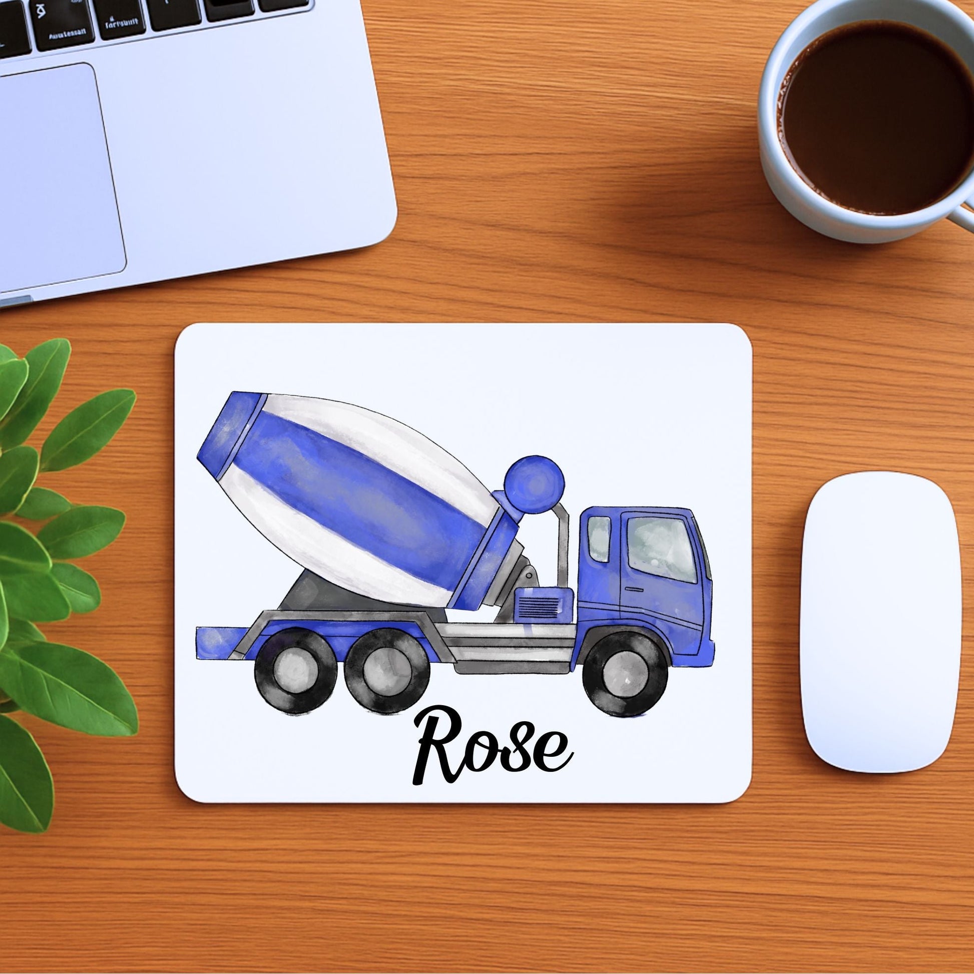 Blue Cement Mixer Truck Mousepad - MerikaArt