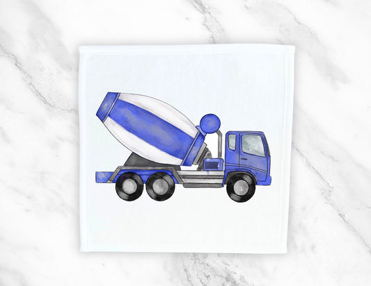 Blue Cement Mixer Truck Washcloth - MerikaArt
