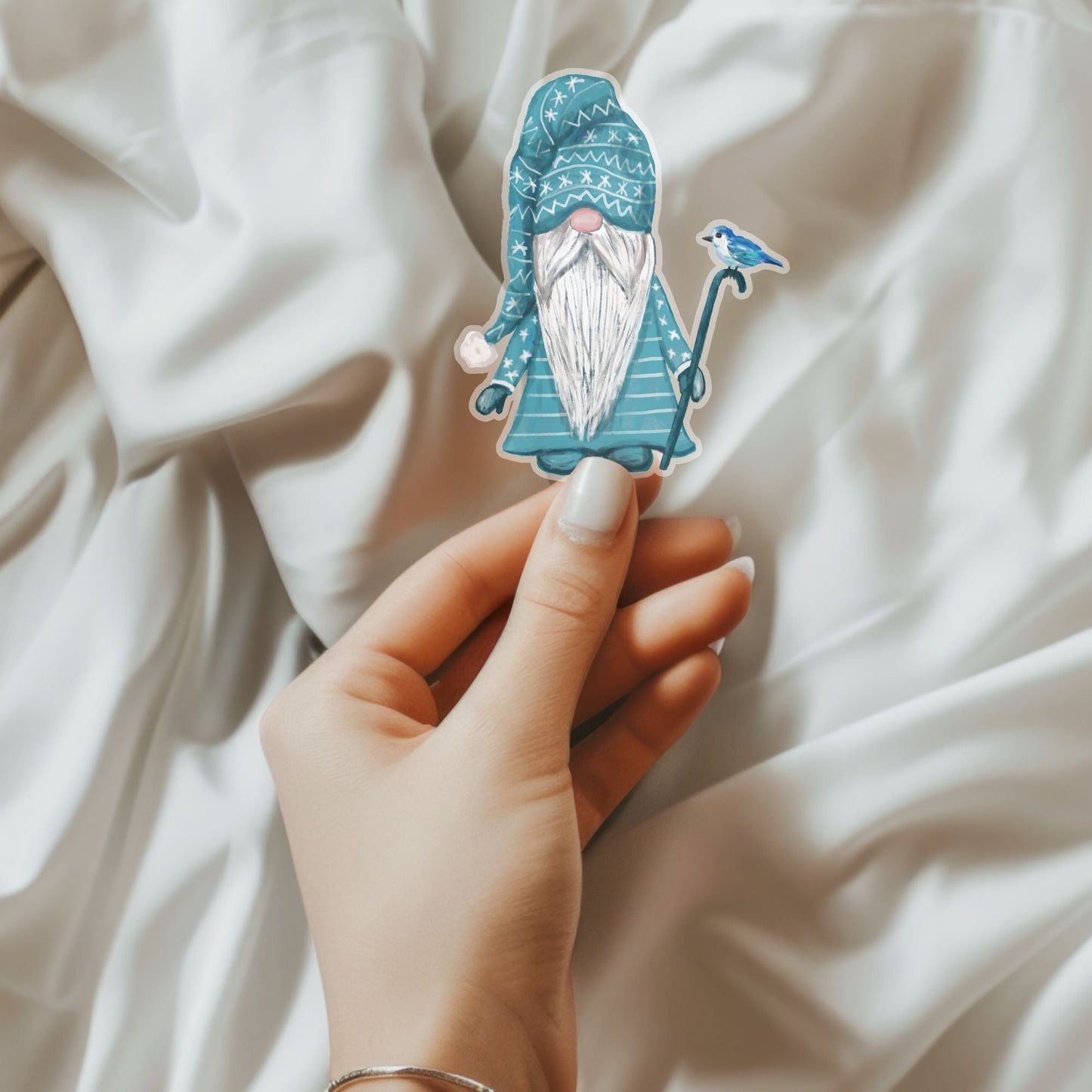 Blue Christmas Gnome Sticker - MerikaArt