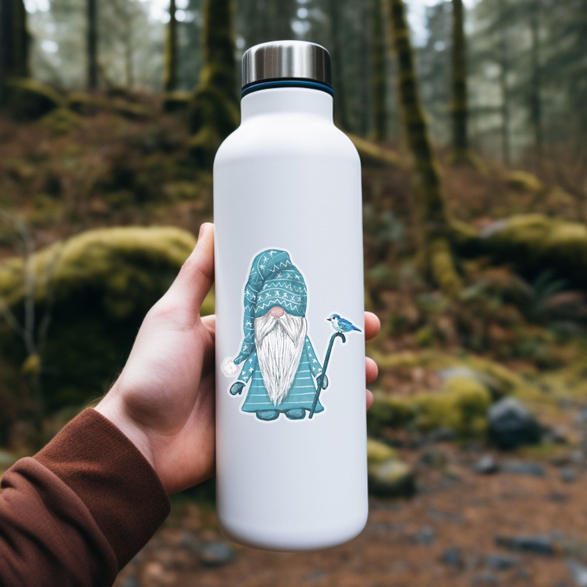 Blue Christmas Gnome Sticker - MerikaArt