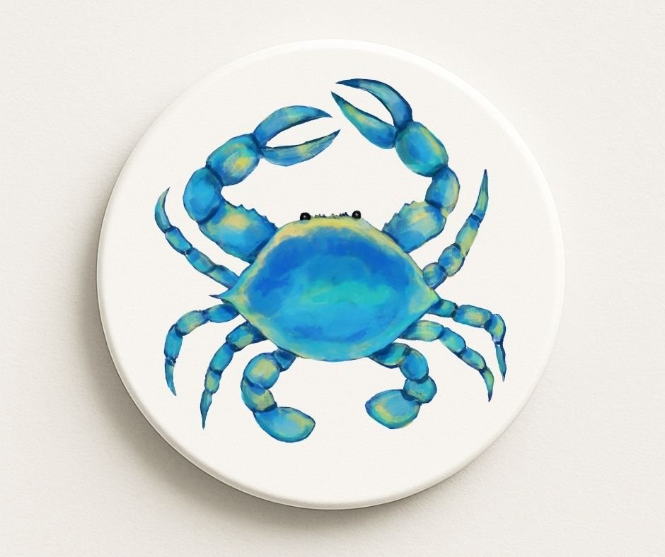 Blue Crab Ceramic Coaster - MerikaArt